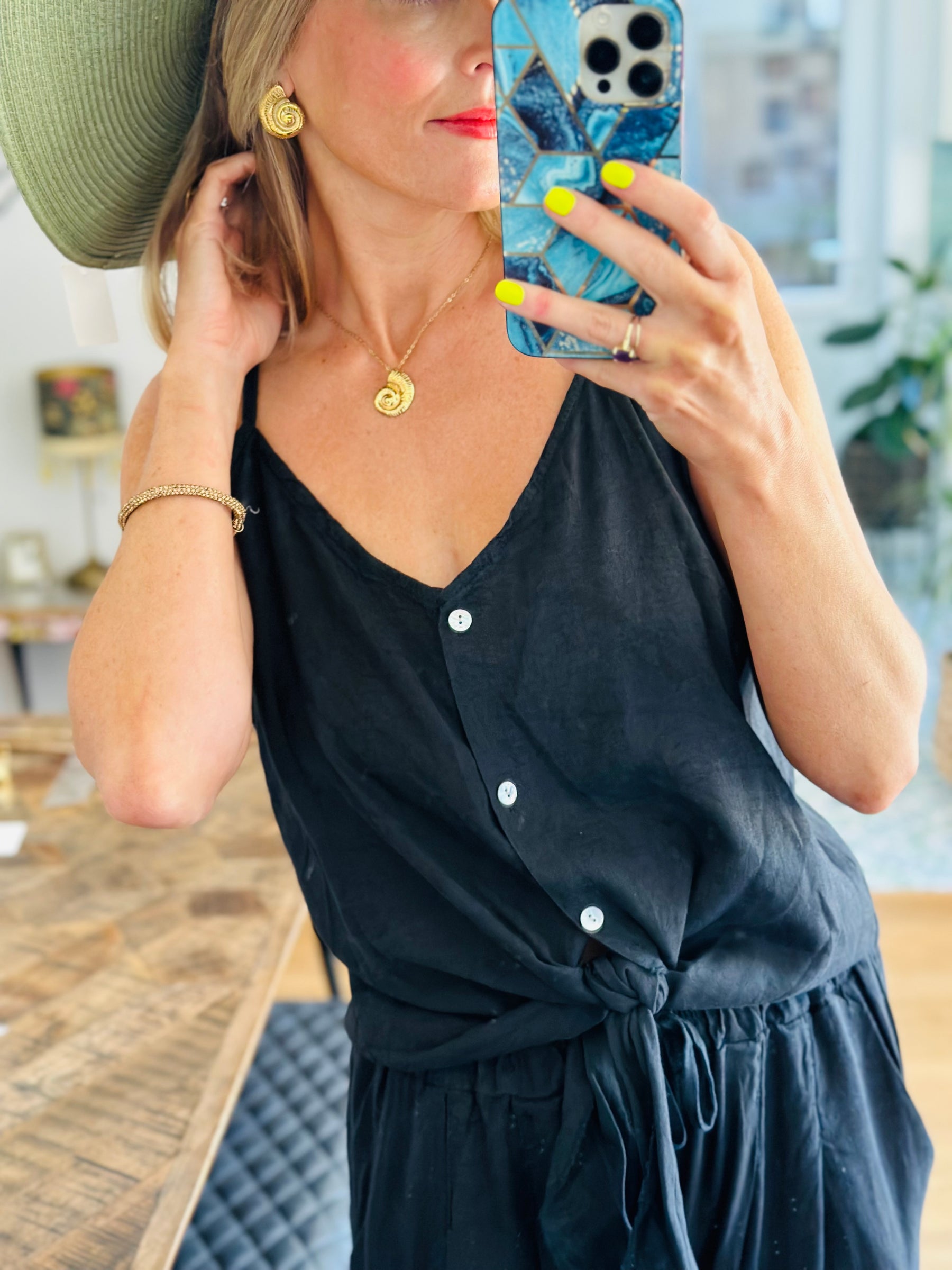 Ibiza Linen Vest Top