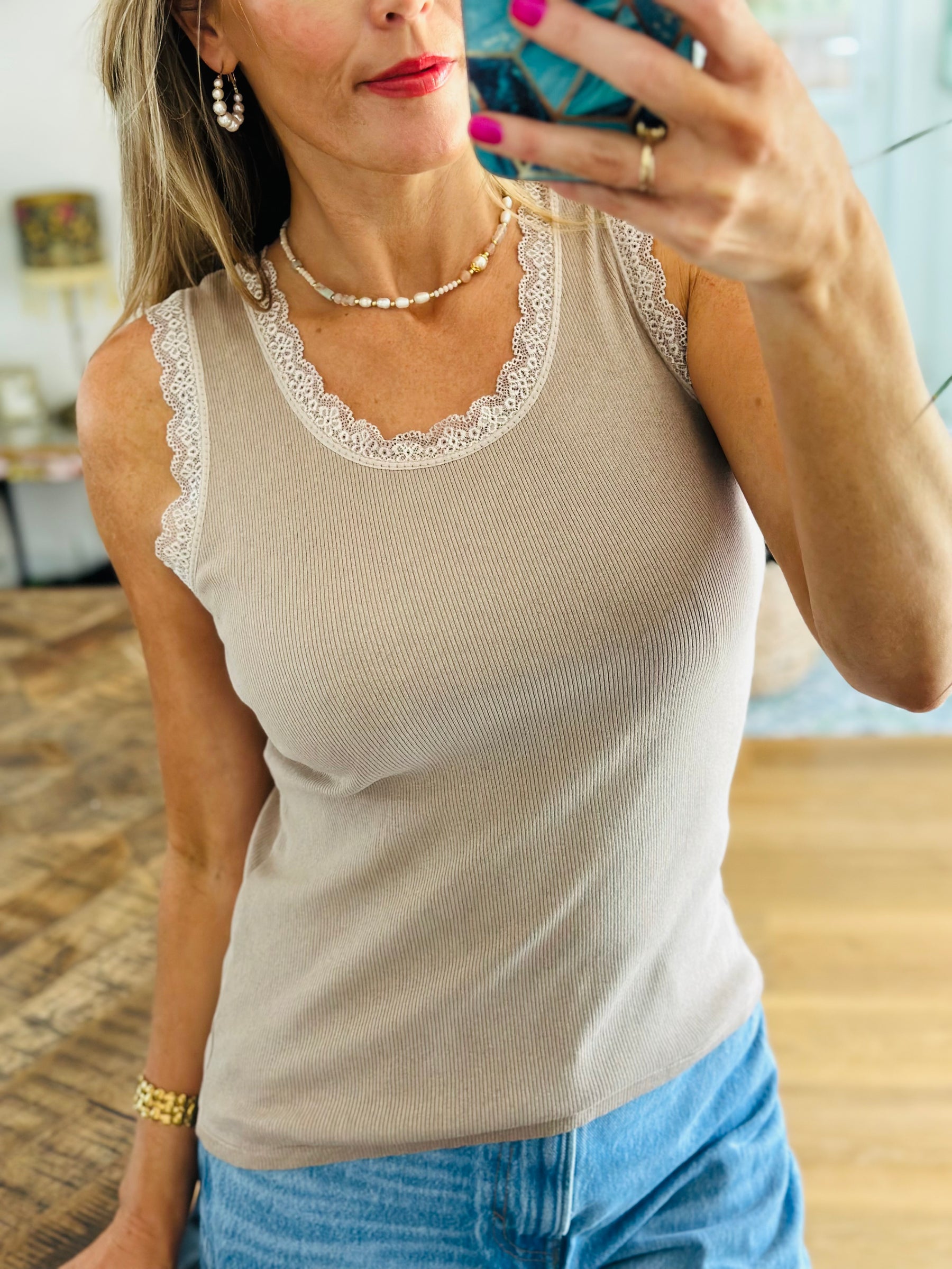 Lace Trim Vest