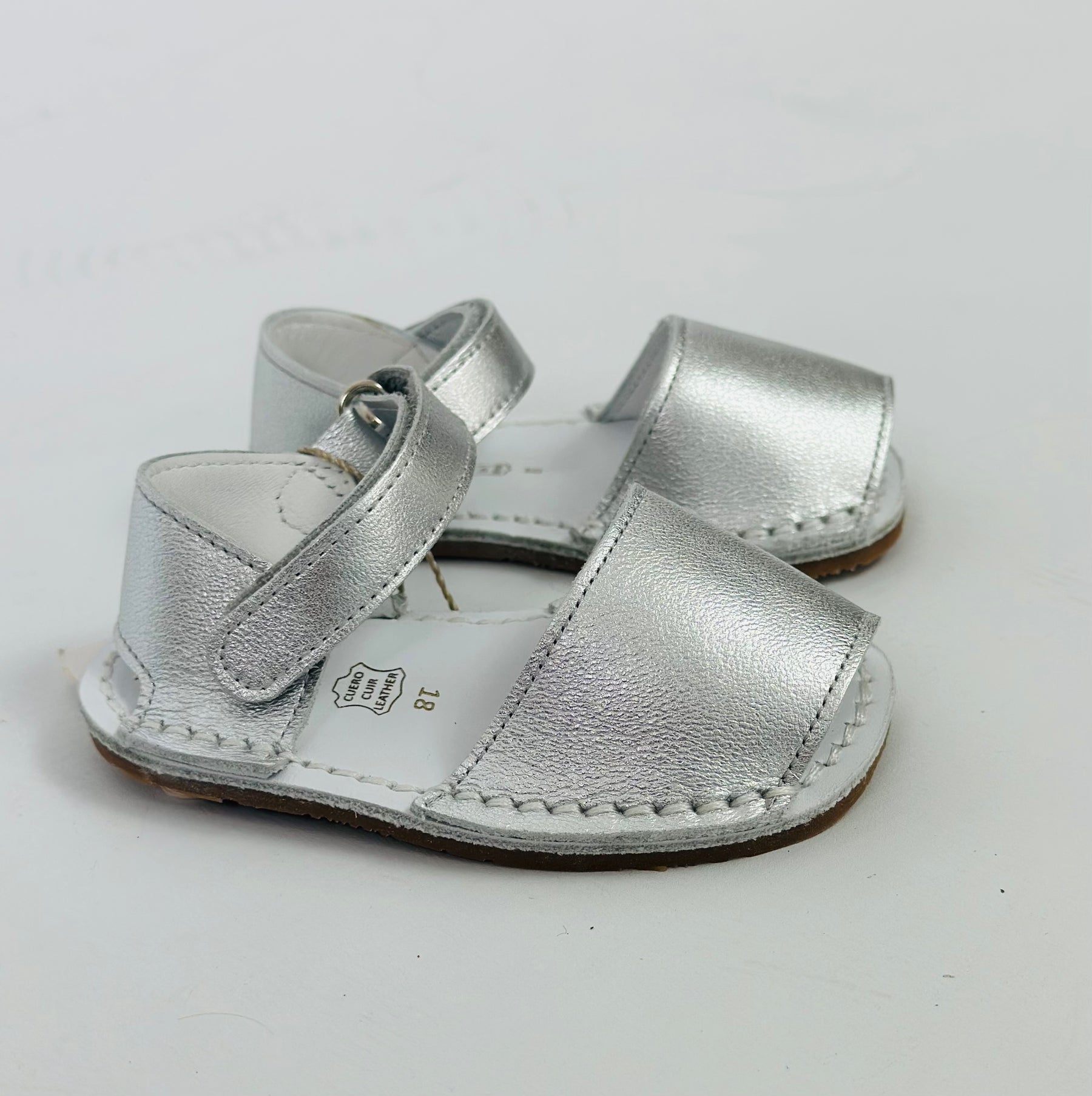 Silver Leather Leather Soft-sole