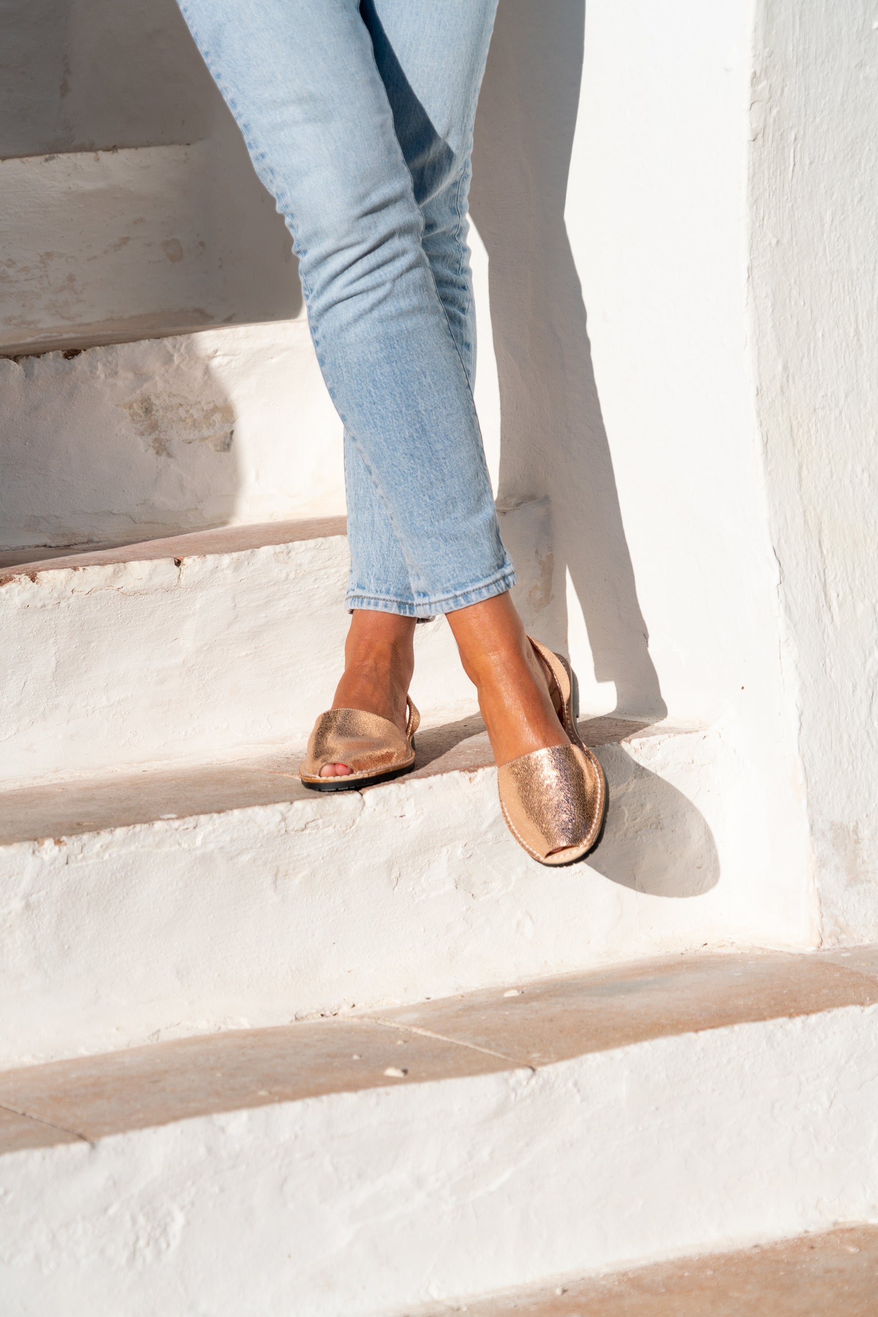 Rose gold leather Spanish menorcan avarcas slingback sandals