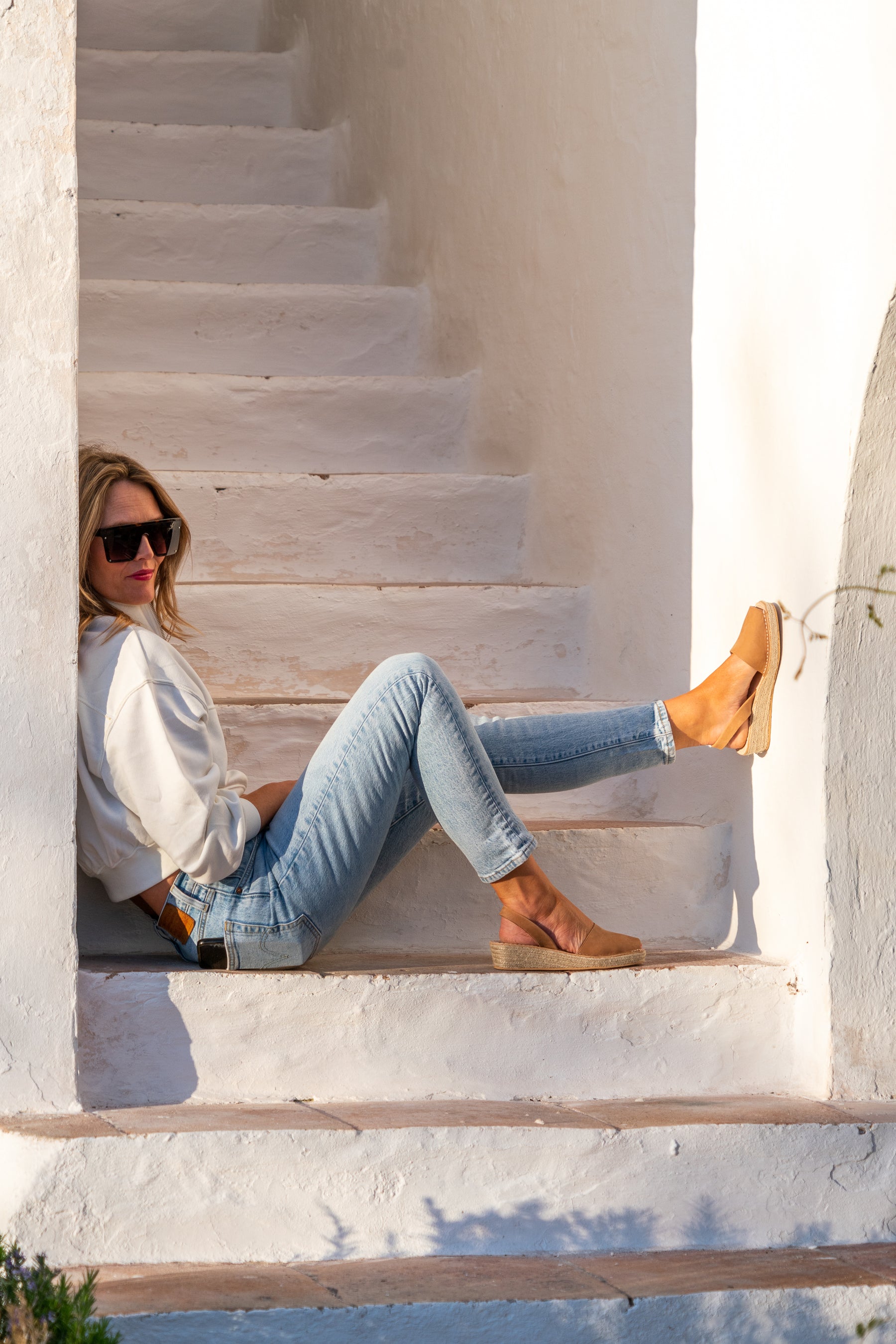 Tan nubuck leather low espadrille wedge spanish avarca style sandals