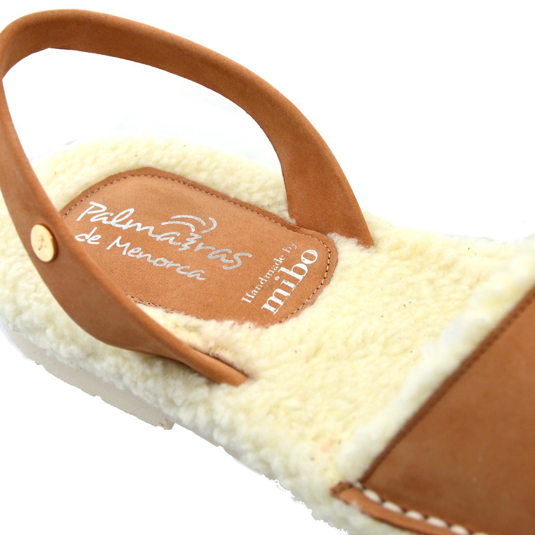 tan nubuck leather wool lined menorcan avarca sandal slippers