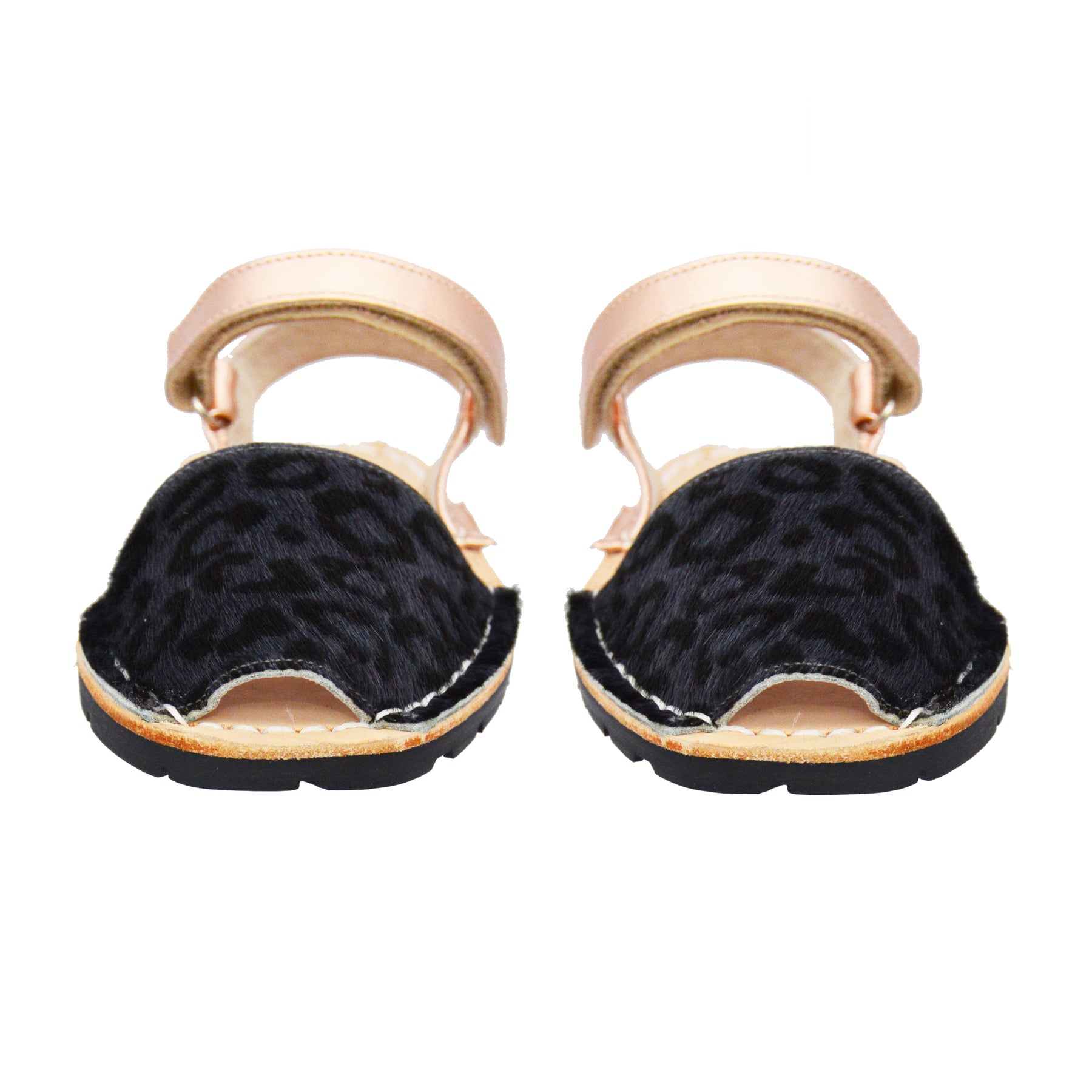 grey leopard print rose gold kids hook and loop spanish menorcan avarcas velcro sandals