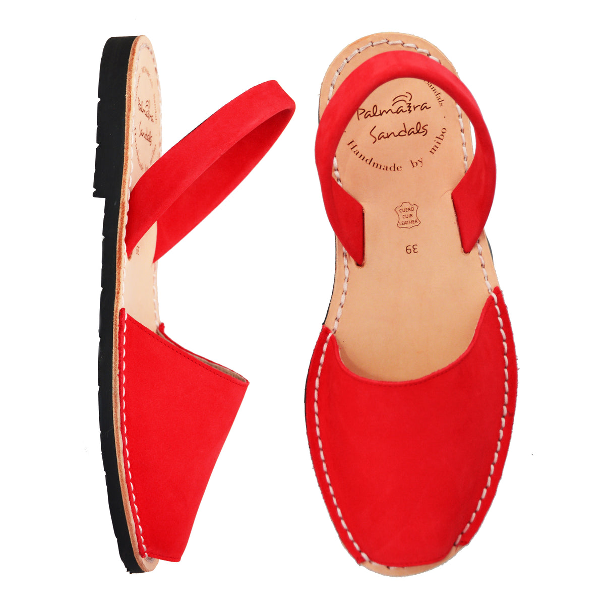 classic red nubuck leather spanish menorcan avarcas sandals