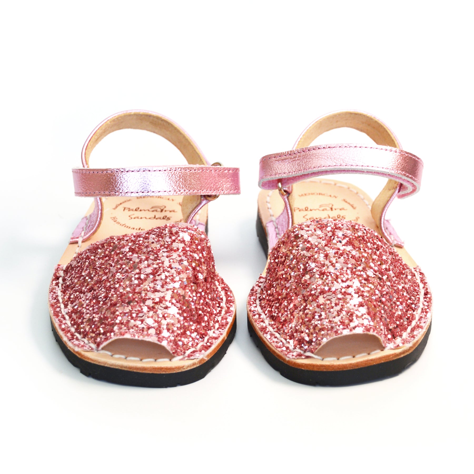 candy pink glitter kids spanish avarcas sandals