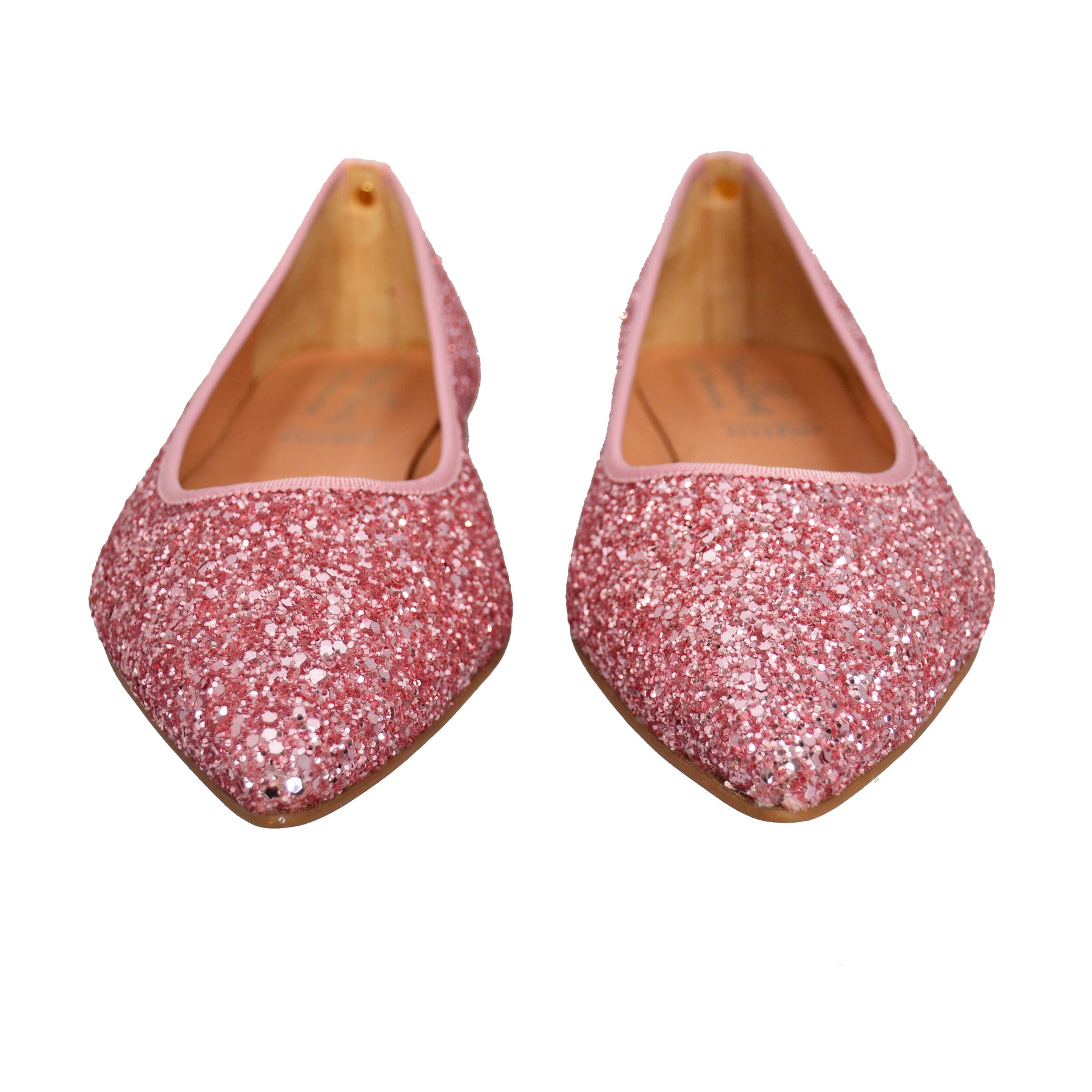 candy pink glitter ballet pump leather lined flat shoes