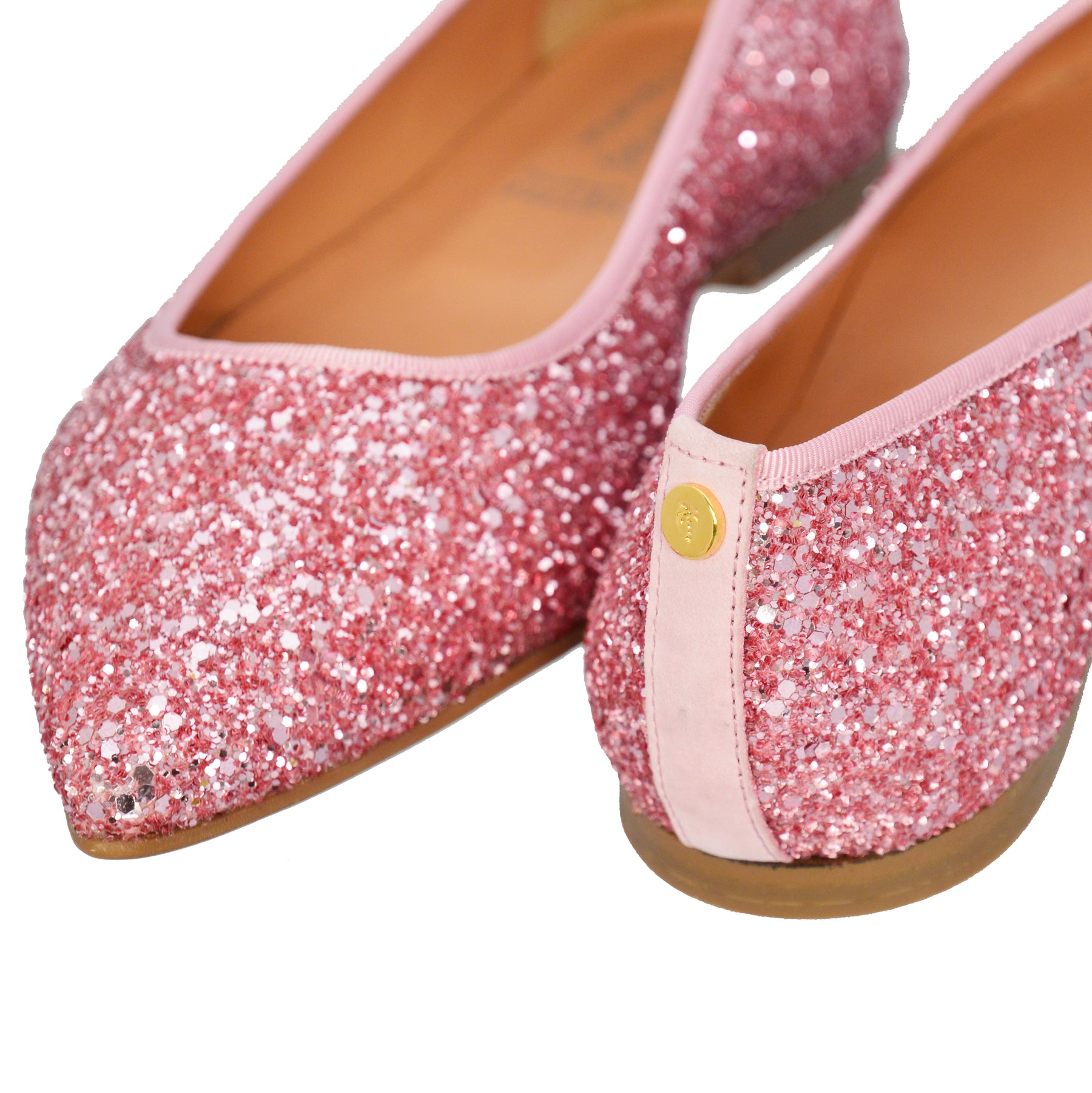 candy pink glitter ballet pump leather lined flat shoes