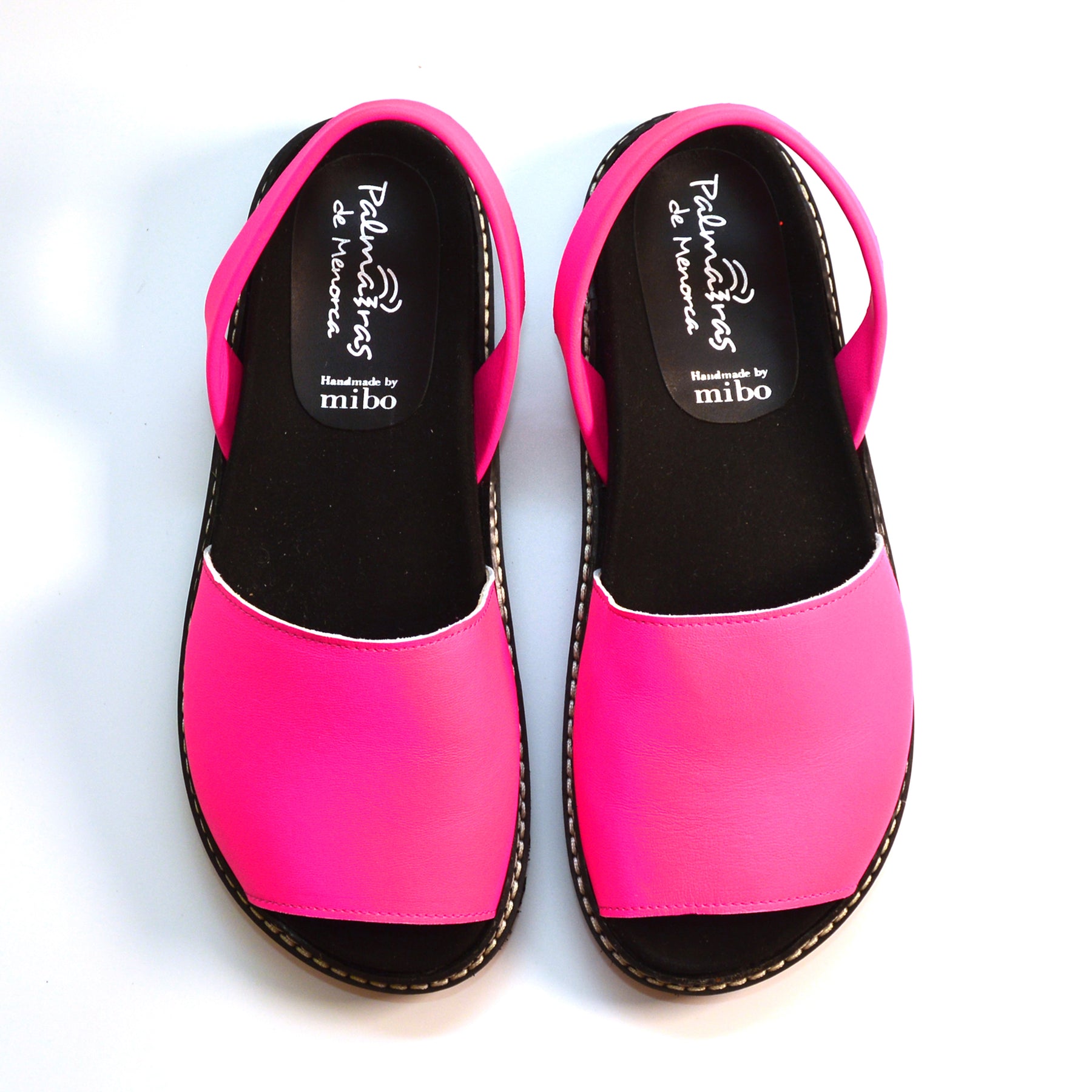 neon pink leather slingback avarcas with arch support menorcan sandals