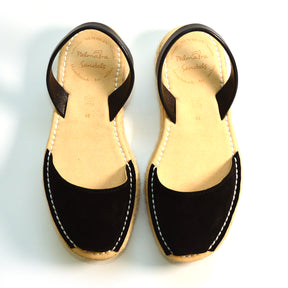 black suede espadrille lowform slingback menorcan avarcas spanish sandals