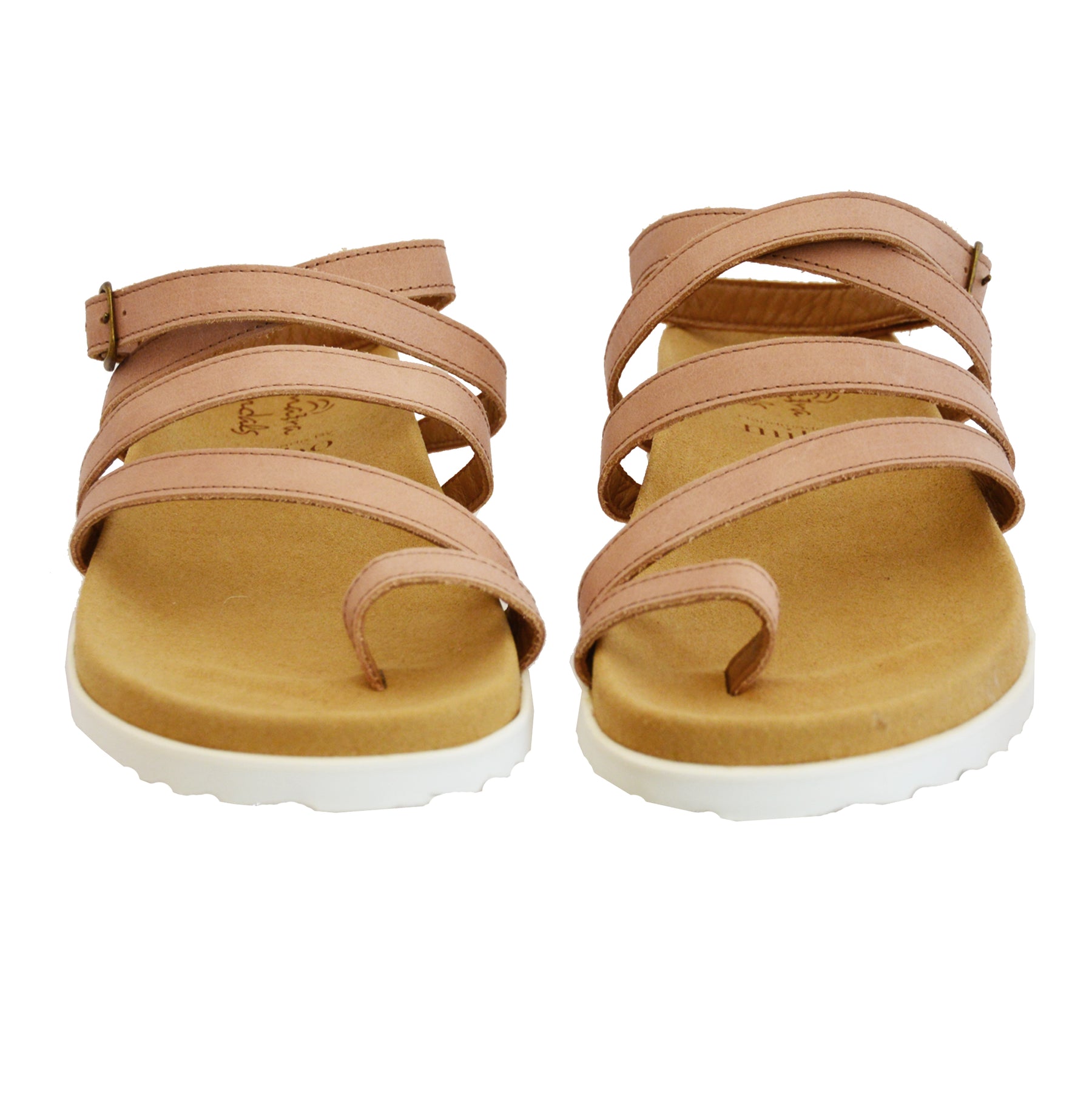 tan leather strappy gladiator arch support
