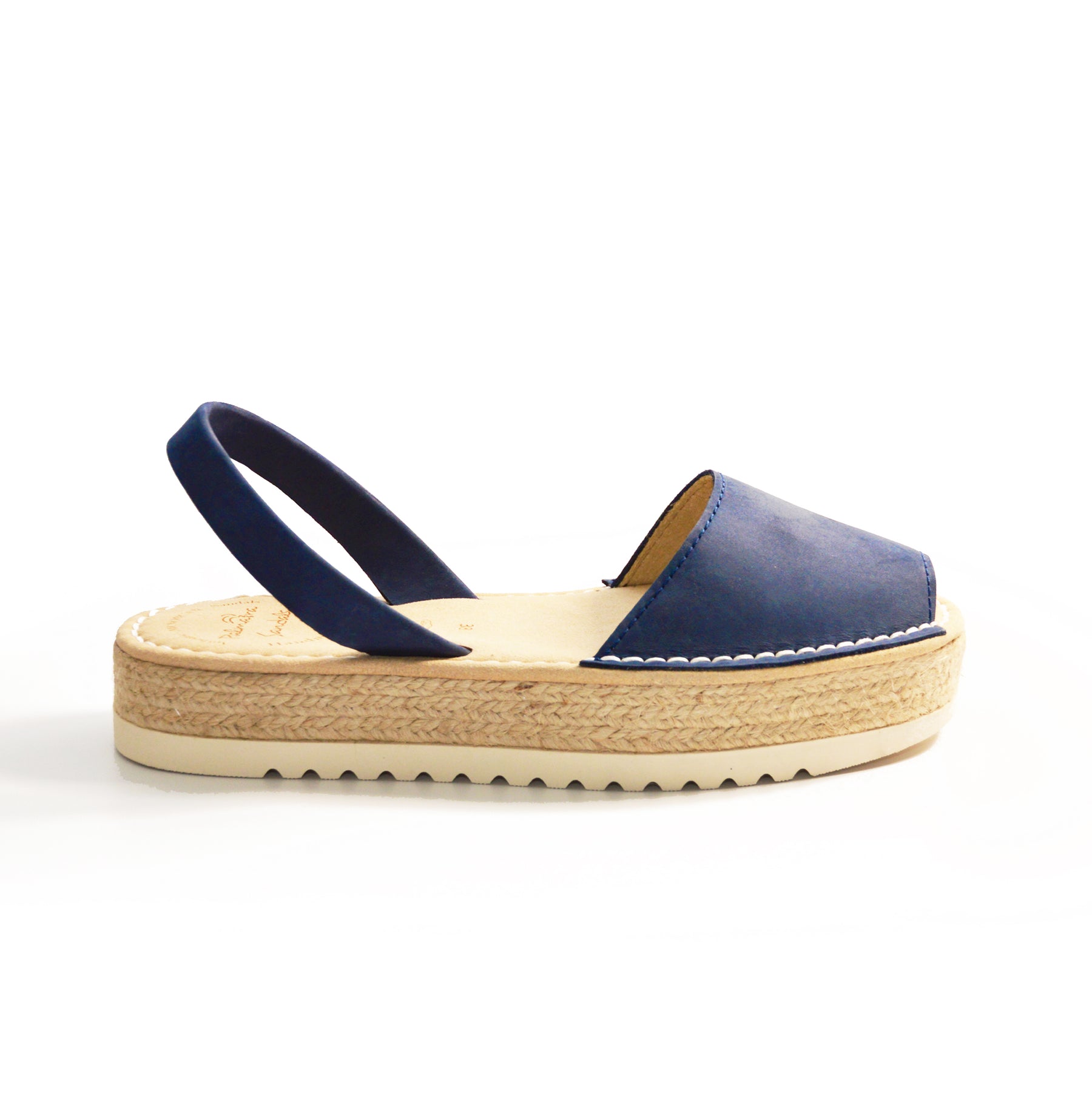 navy nubuck flatform lowform avarcas spanish sandals