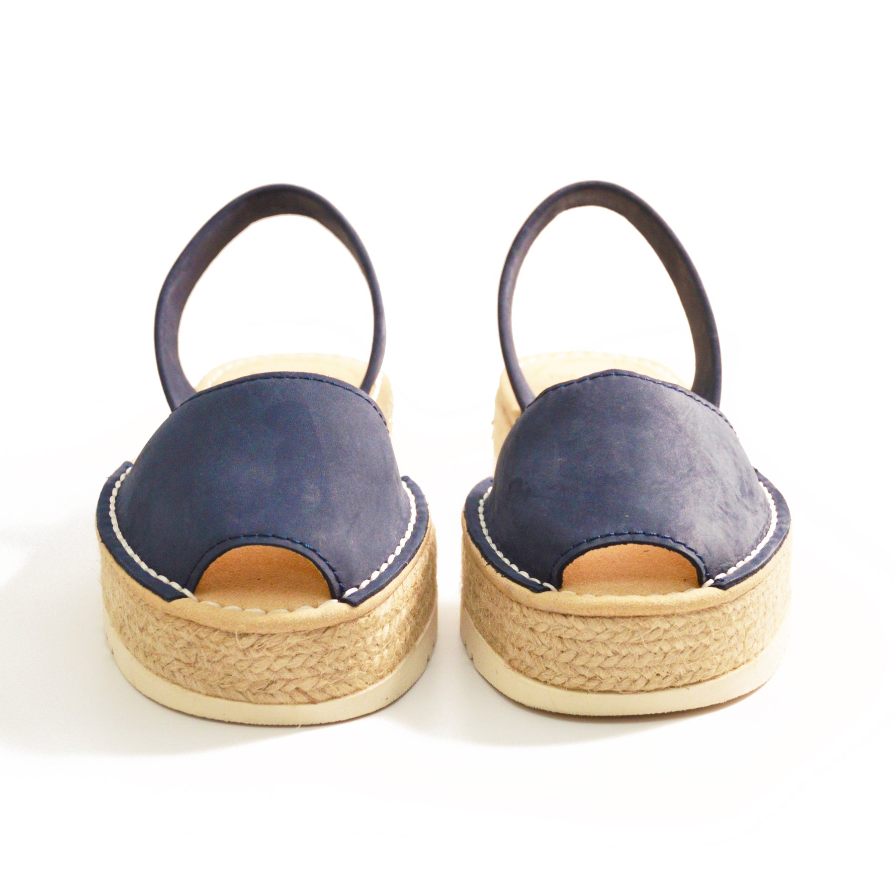 navy nubuck flatform lowform avarcas spanish sandals