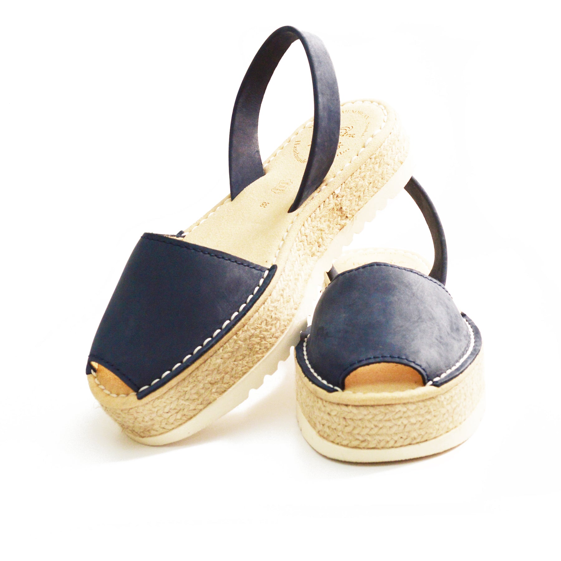 navy nubuck flatform lowform avarcas spanish sandals