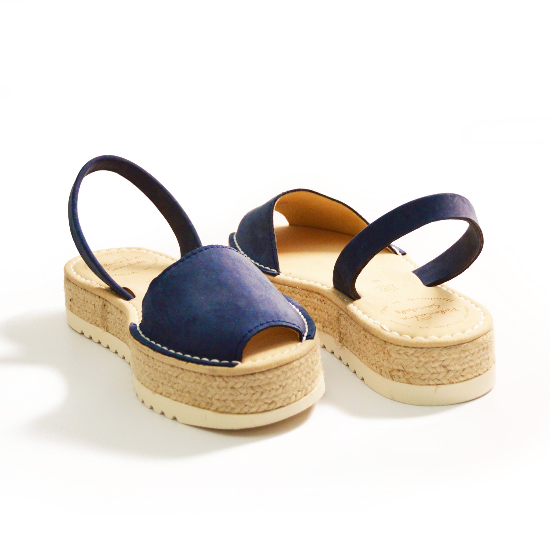 navy nubuck flatform lowform avarcas spanish sandals