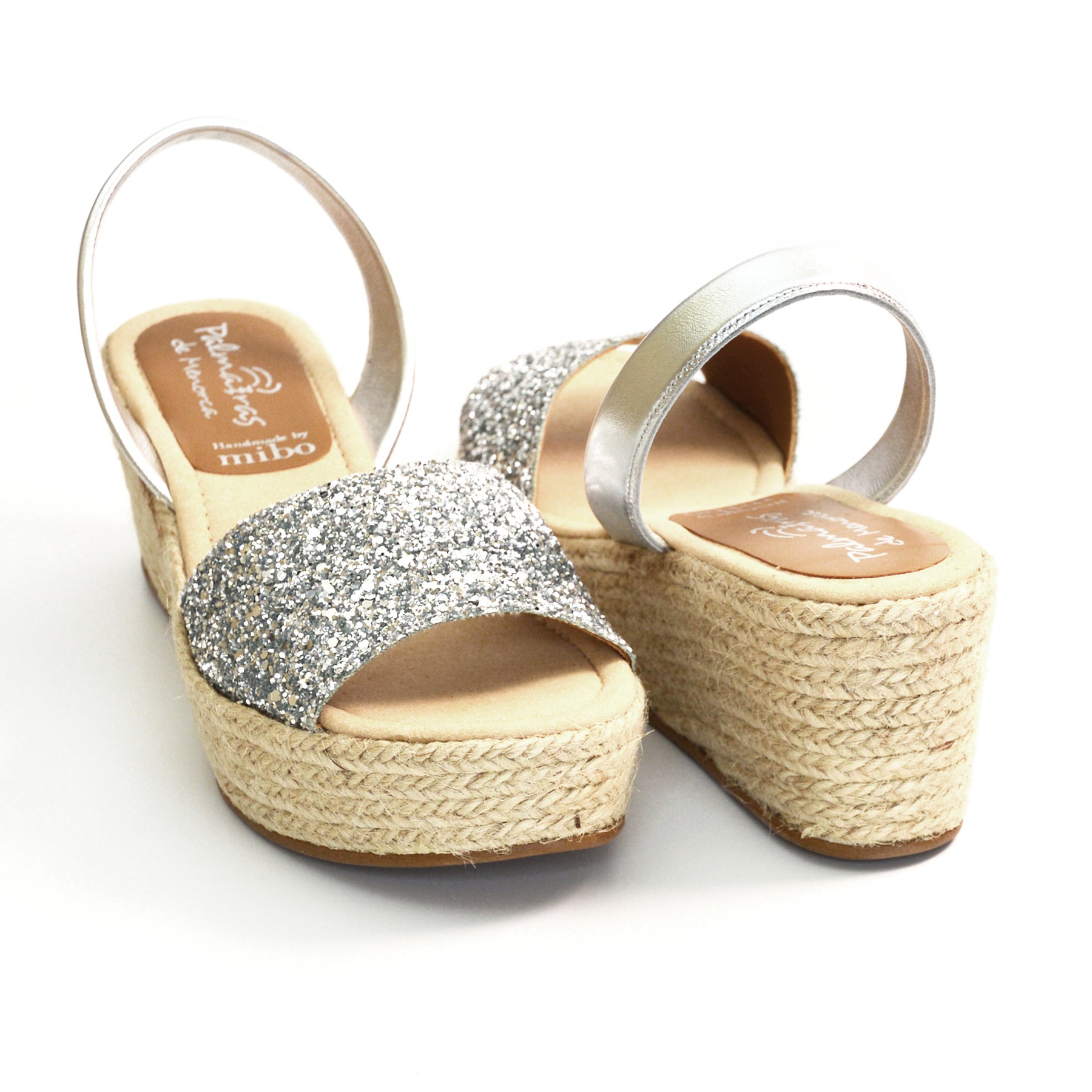 silver glitter peeptoe platform spanish avarca mid height espadrille wedges