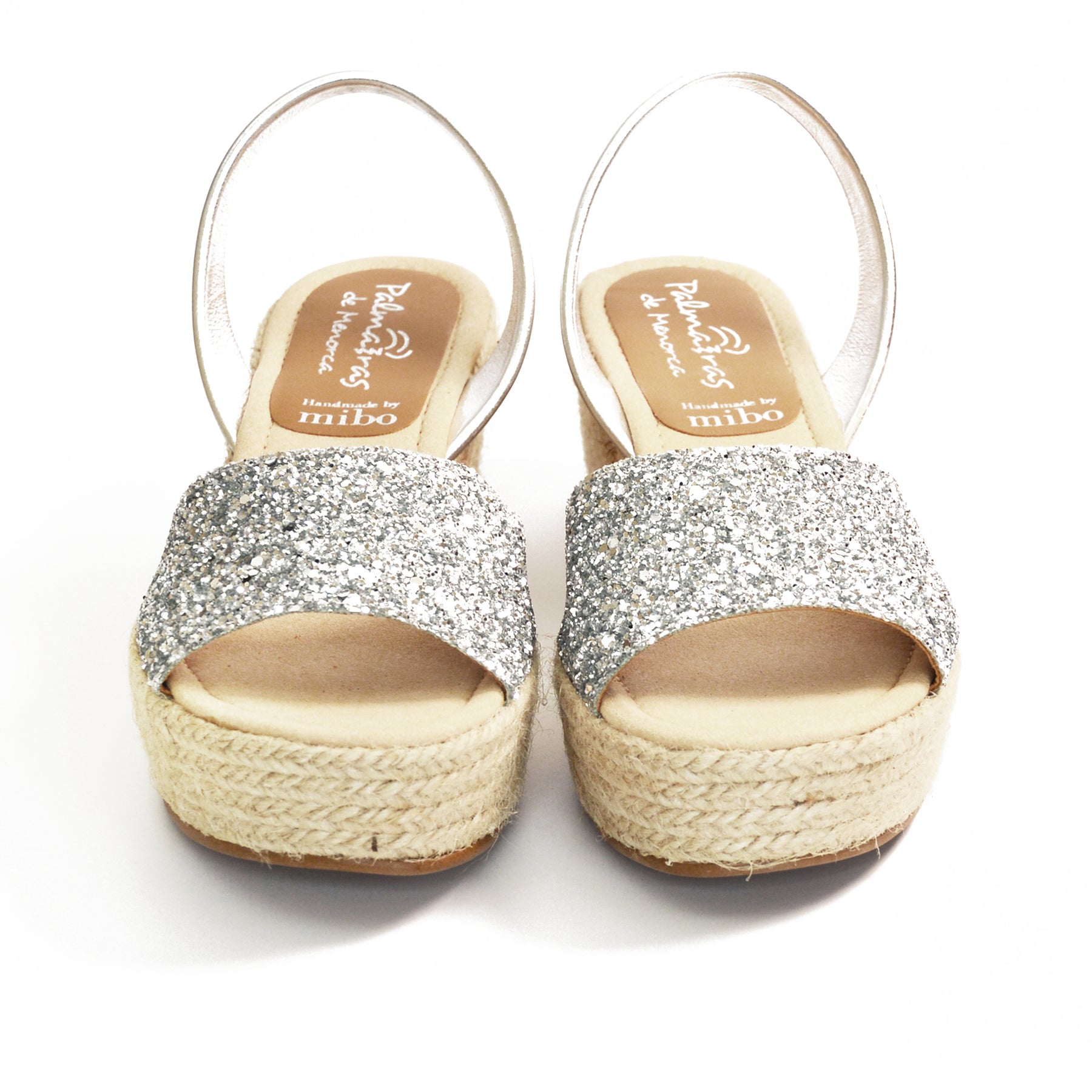 silver glitter peeptoe platform spanish avarca mid height espadrille wedges