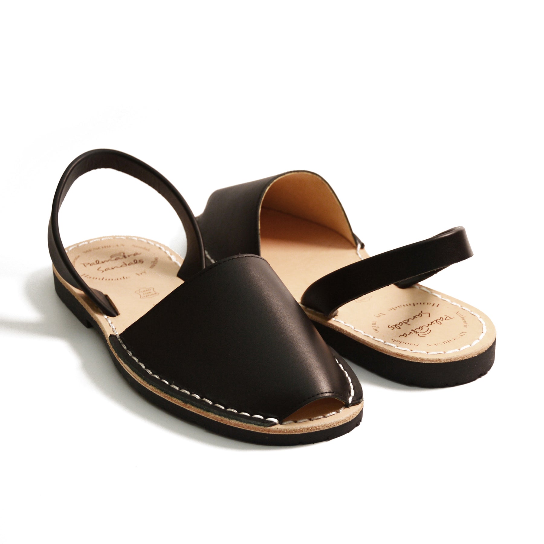 Black leather Spanish menorcan avarcas sandals