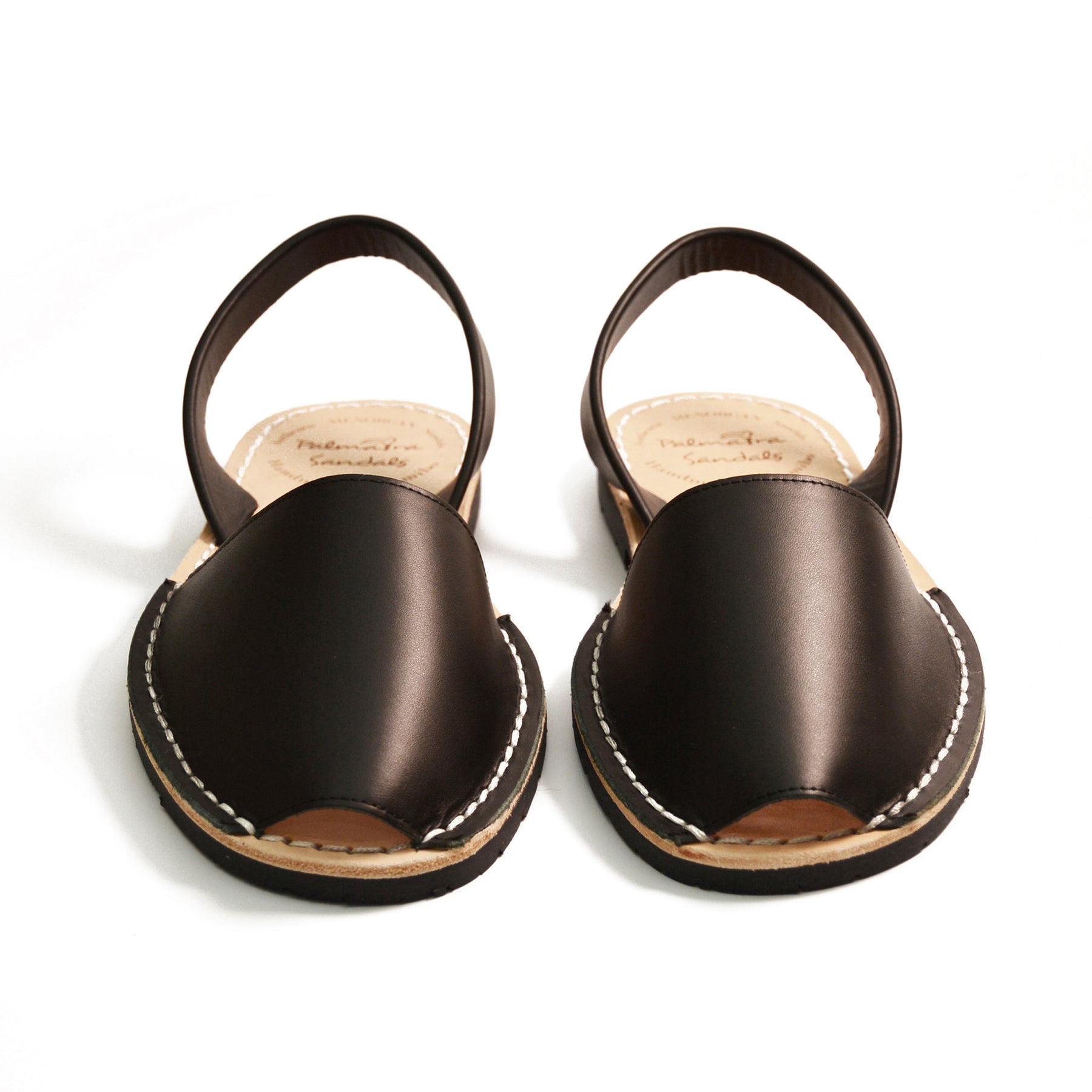 Black leather Spanish menorcan avarcas sandals