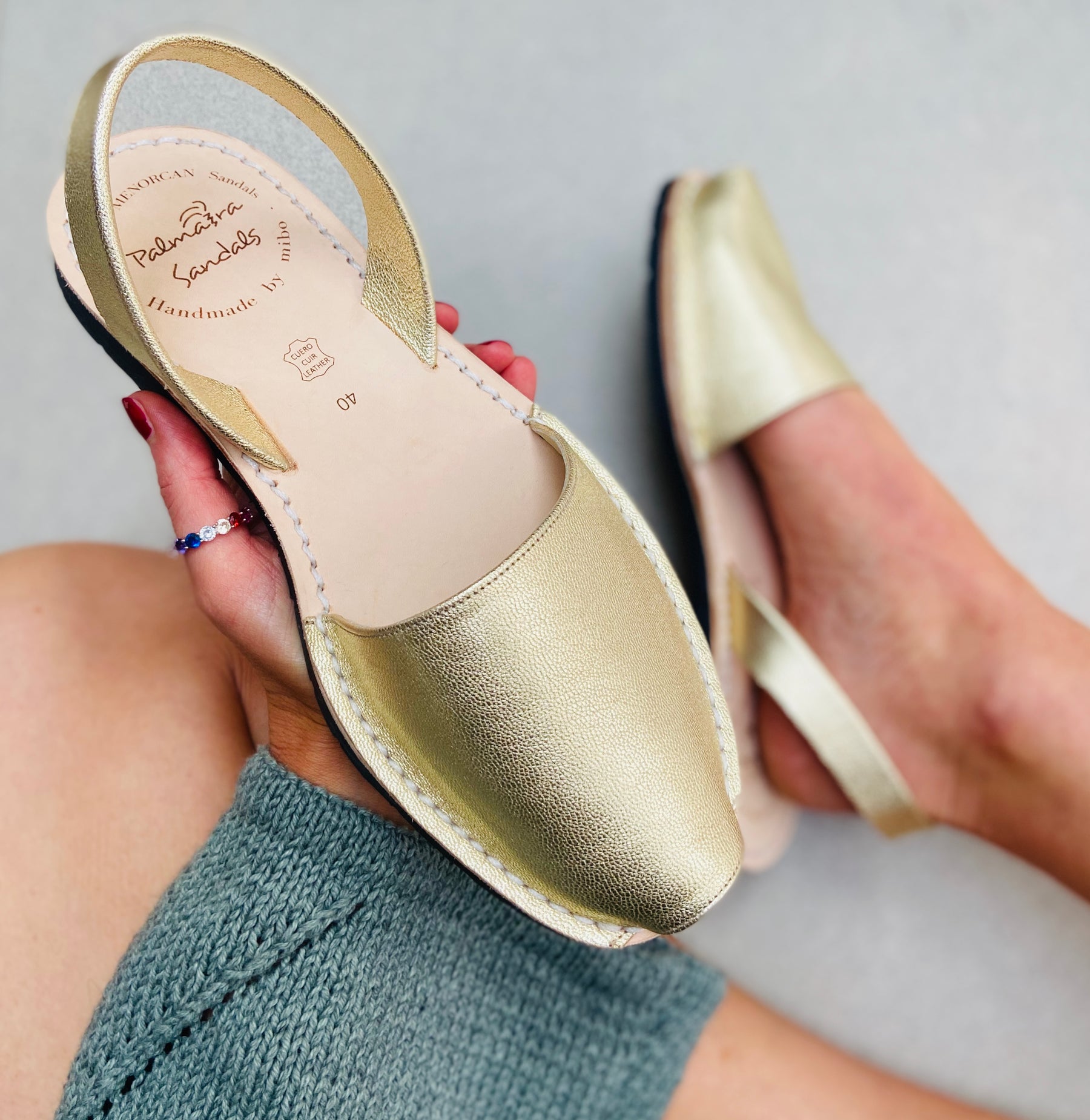 gold leather metallic spanish avarcas sandals