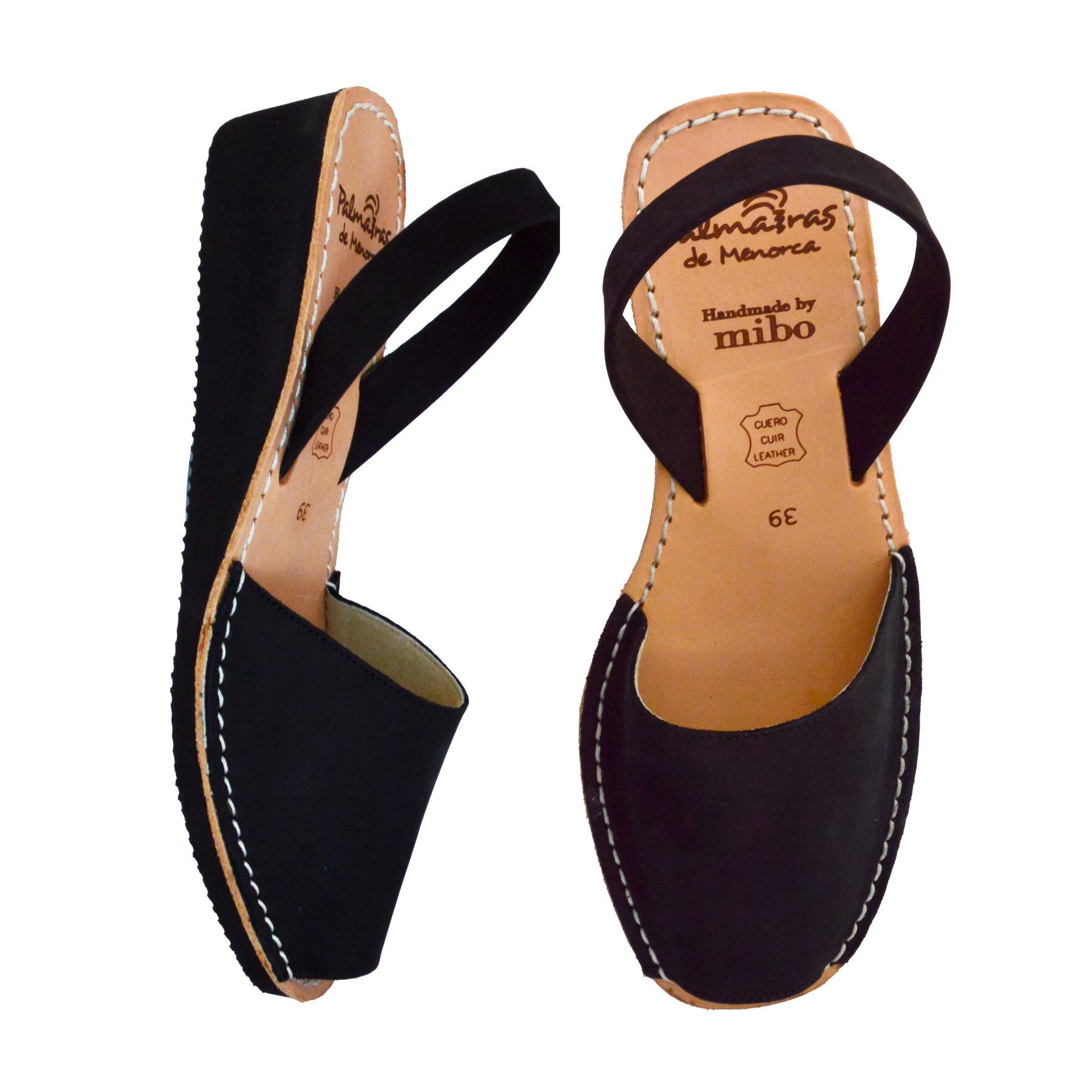 Black Nubuck Low Black Wedge Lightweight Avarca Slingback Sandals
