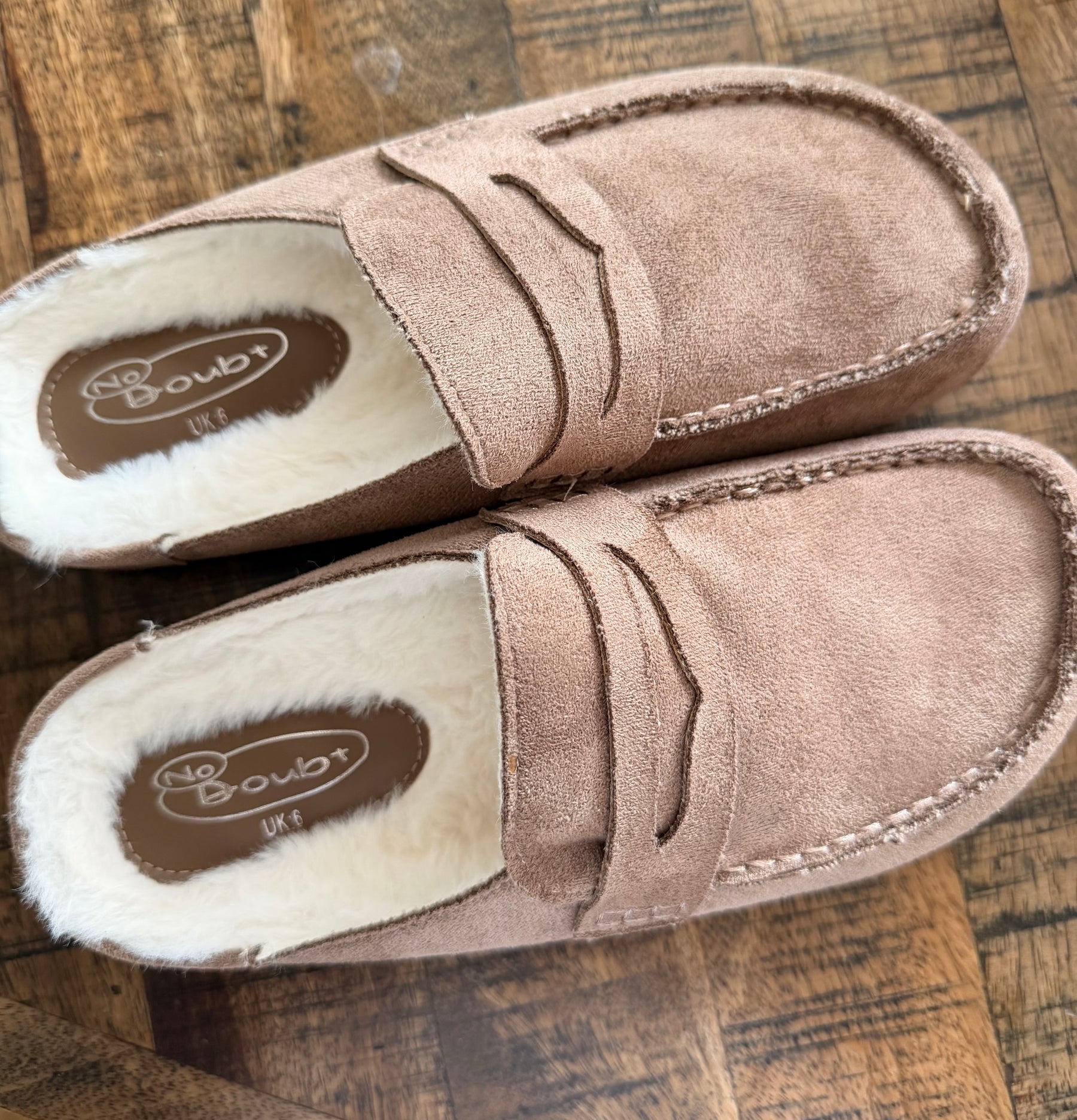 Taupe Fur Lined Backless Loafer