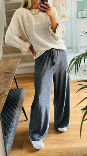 Wide Leg Glitter Trousers