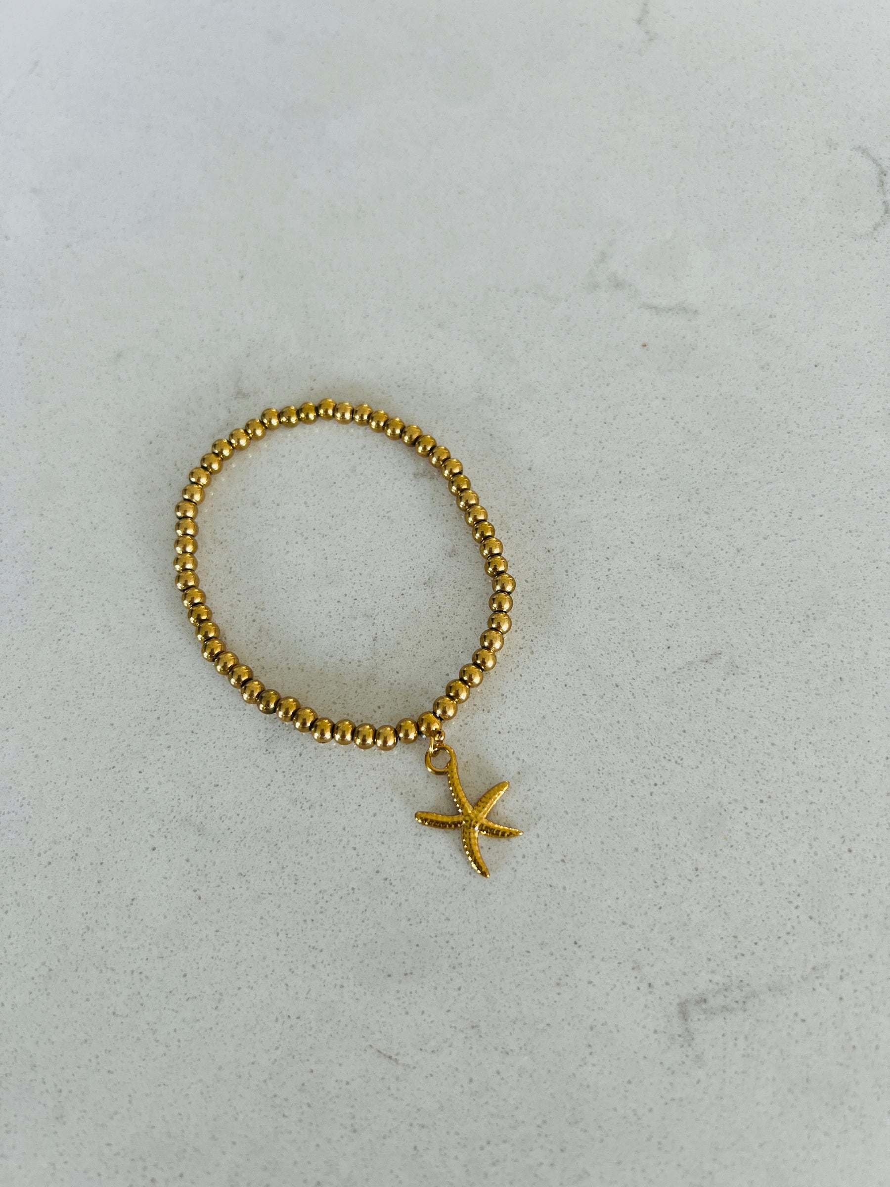 Gold beaded stretch bracelets