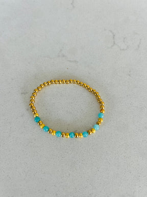 Gold beaded stretch bracelets