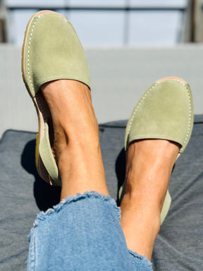 Sage Green Suede Avarcas