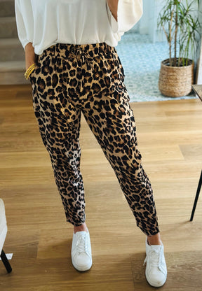 Leopard Resort Trousers in Camel