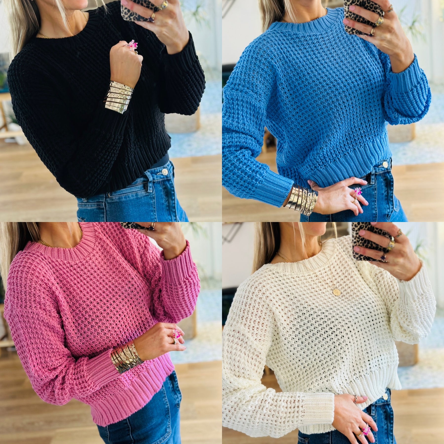 Open Knit Crew Jumper