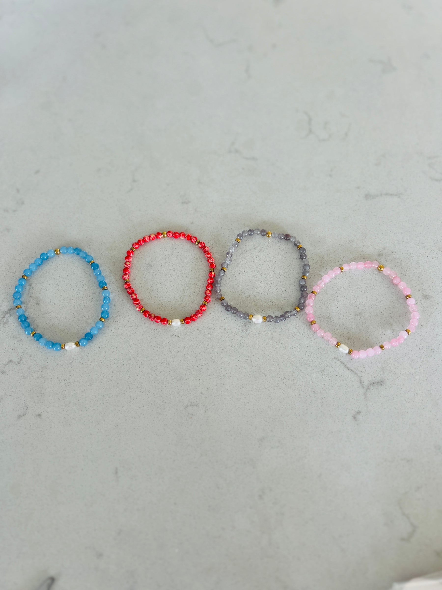 Freshwater Pearl & Semi Precious Stone Stretch Bracelets