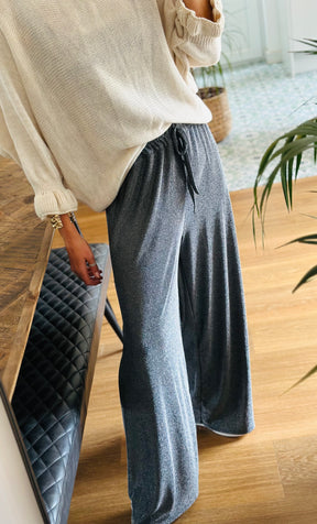Wide Leg Glitter Trousers