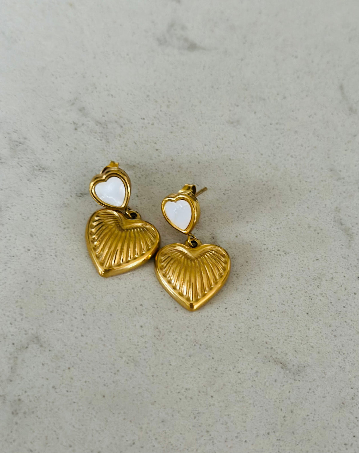 Textured Double Heart Earrings