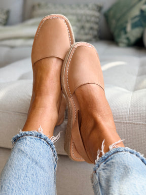 Tan Nubuck Low Espadrille Wedge