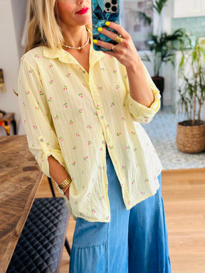 Pinstripe floral Shirt