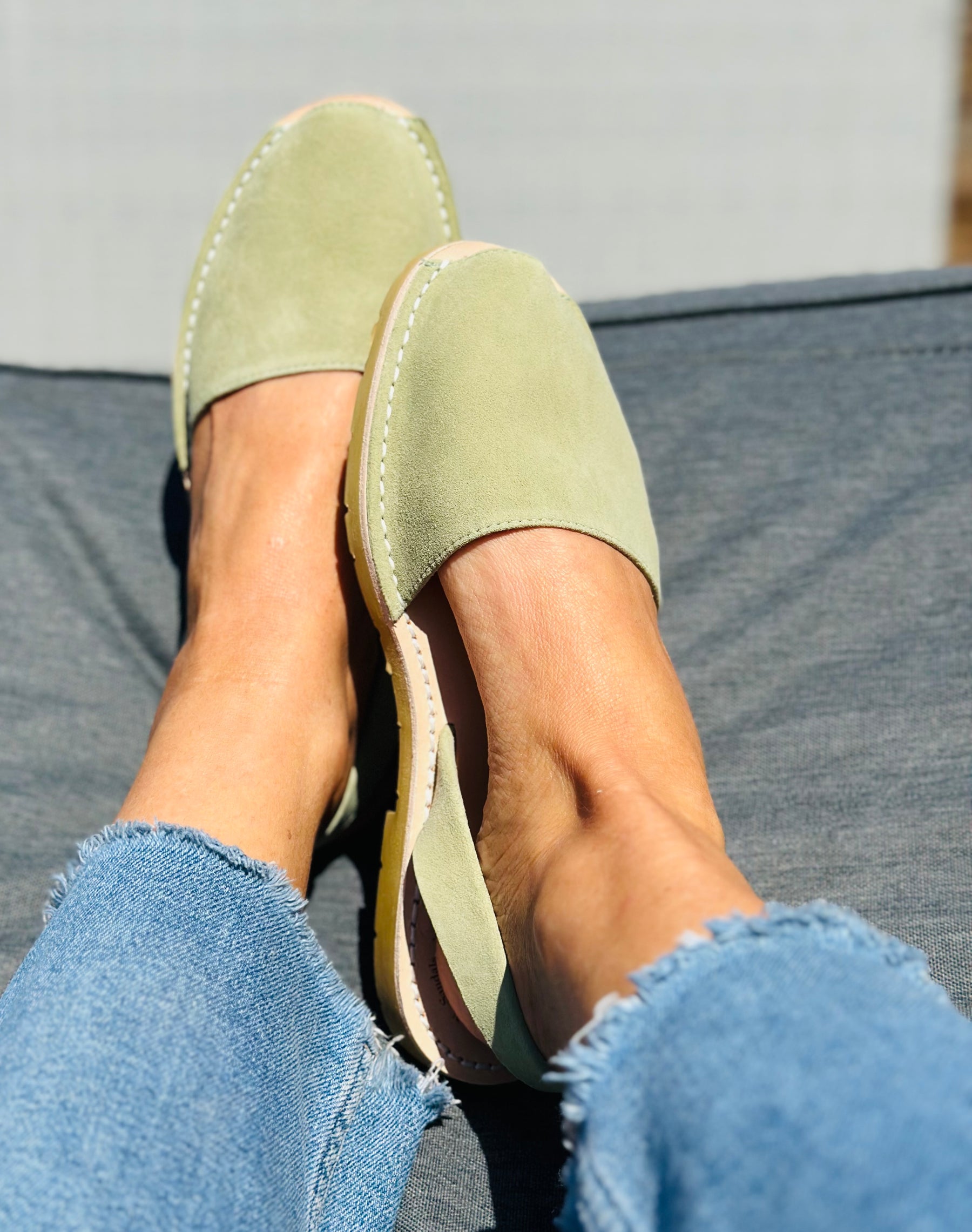 Sage Green Suede Avarcas