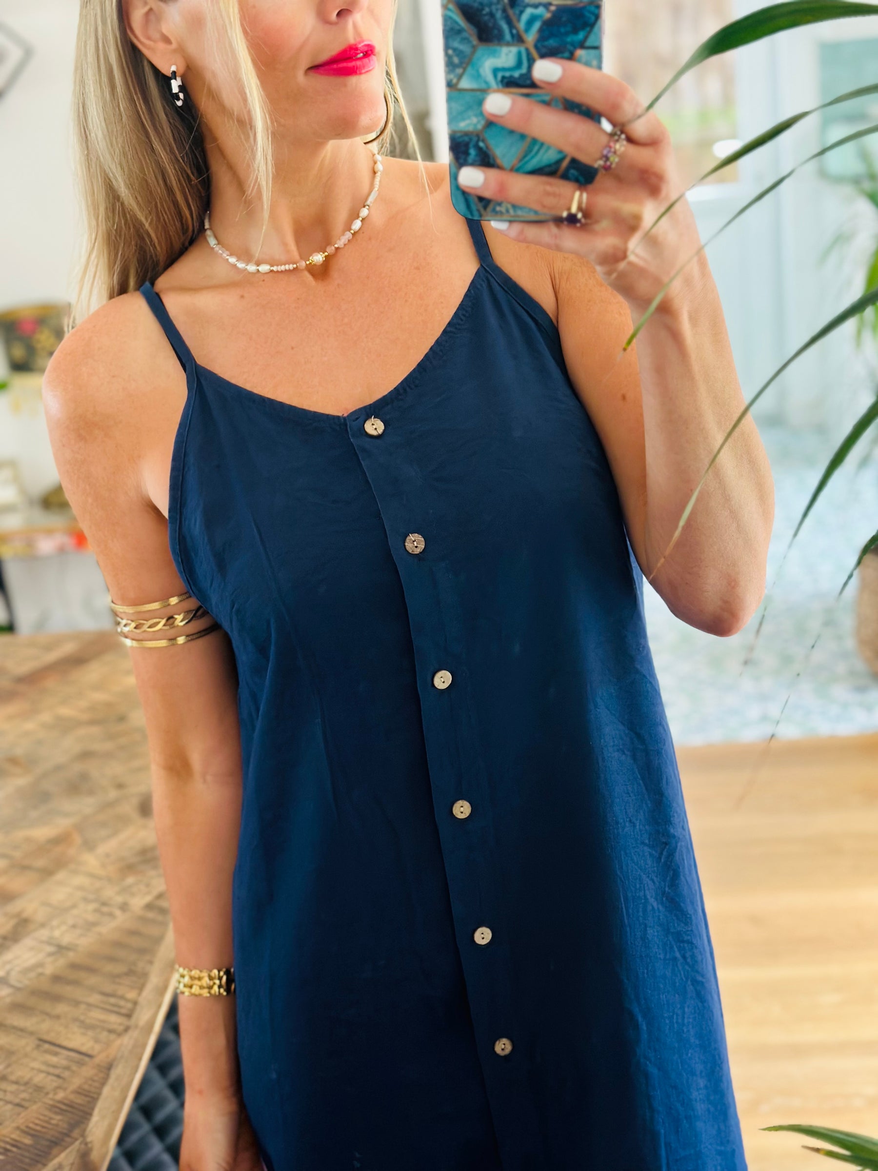 Linen button Dress