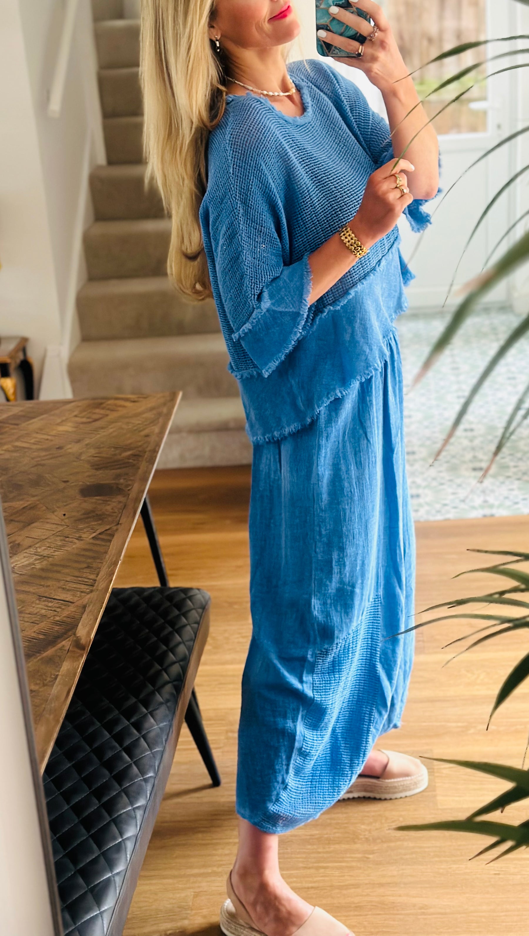 Linen Barrel Leg Trousers