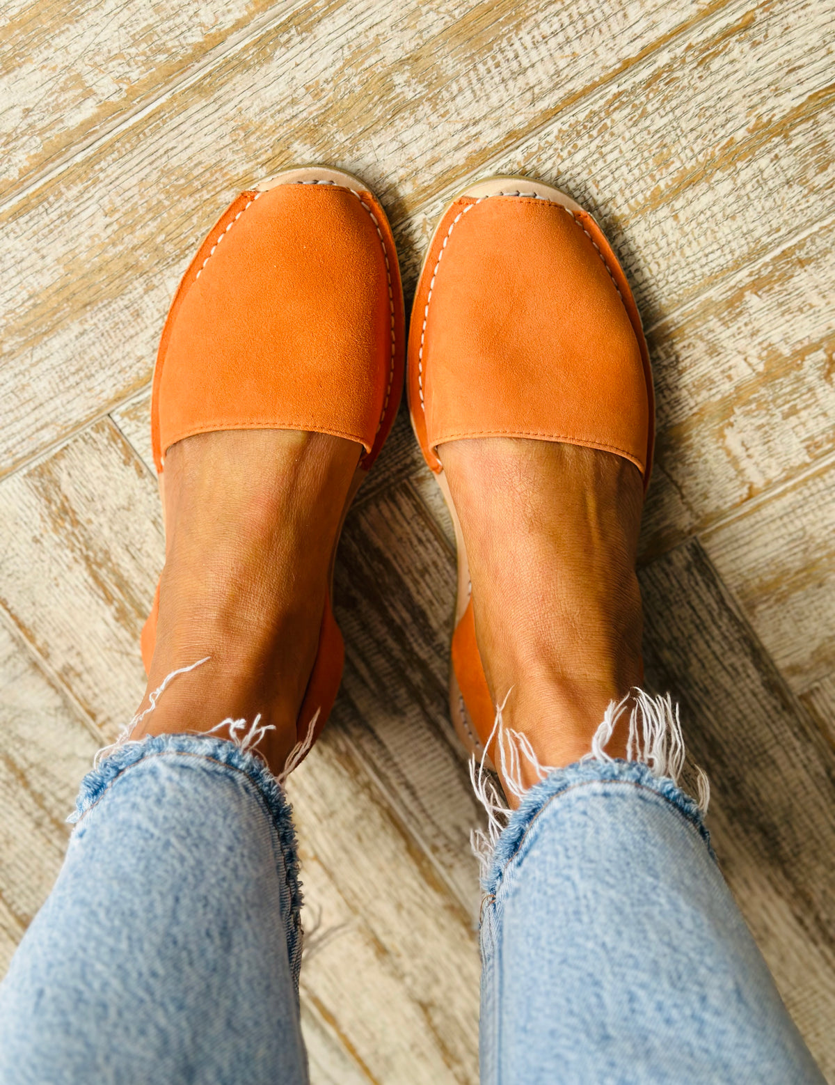 Mandarin Orange Suede Avarcas