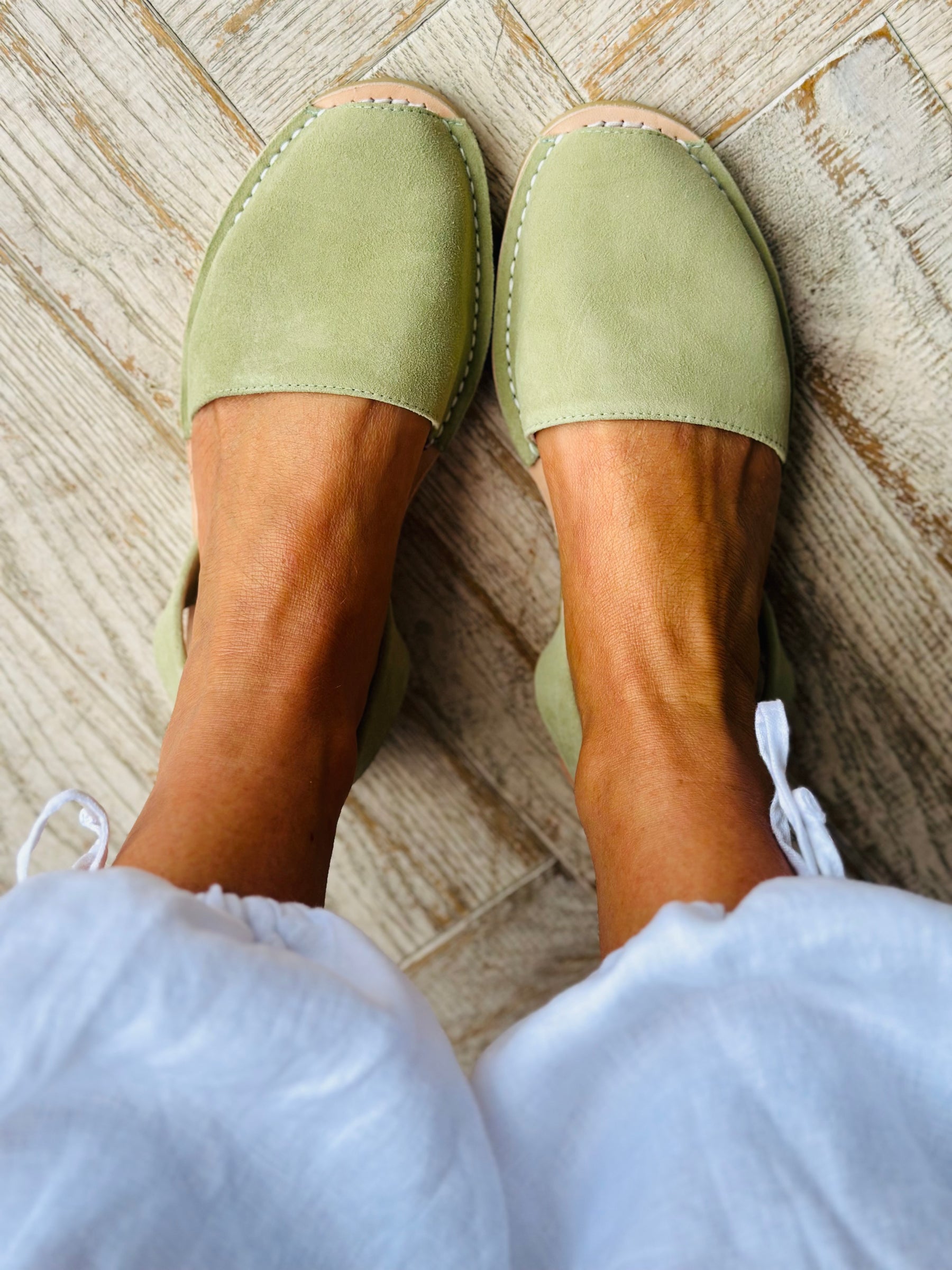 Sage Green Suede Avarcas
