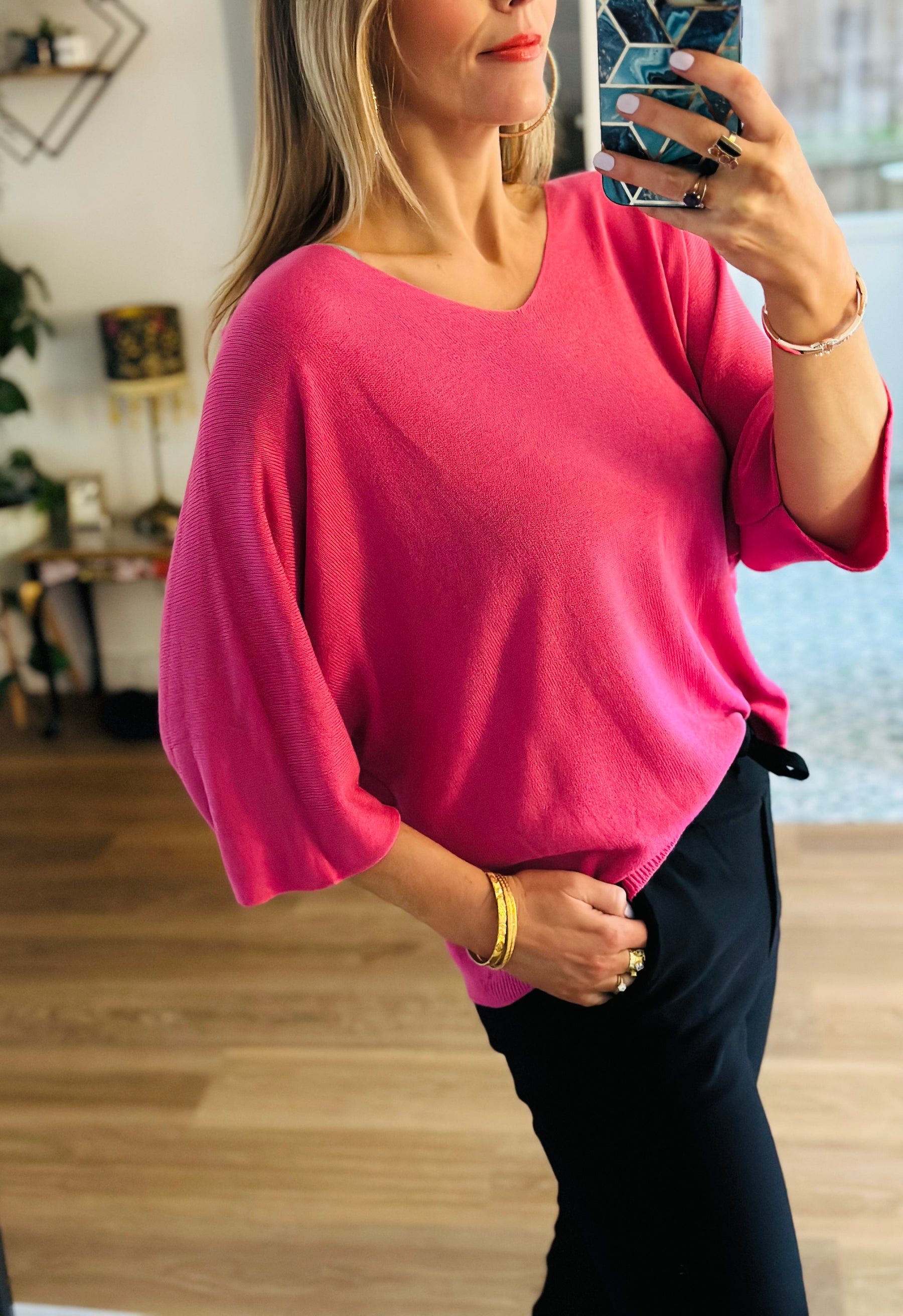 Soft Knit Top Fuchsia