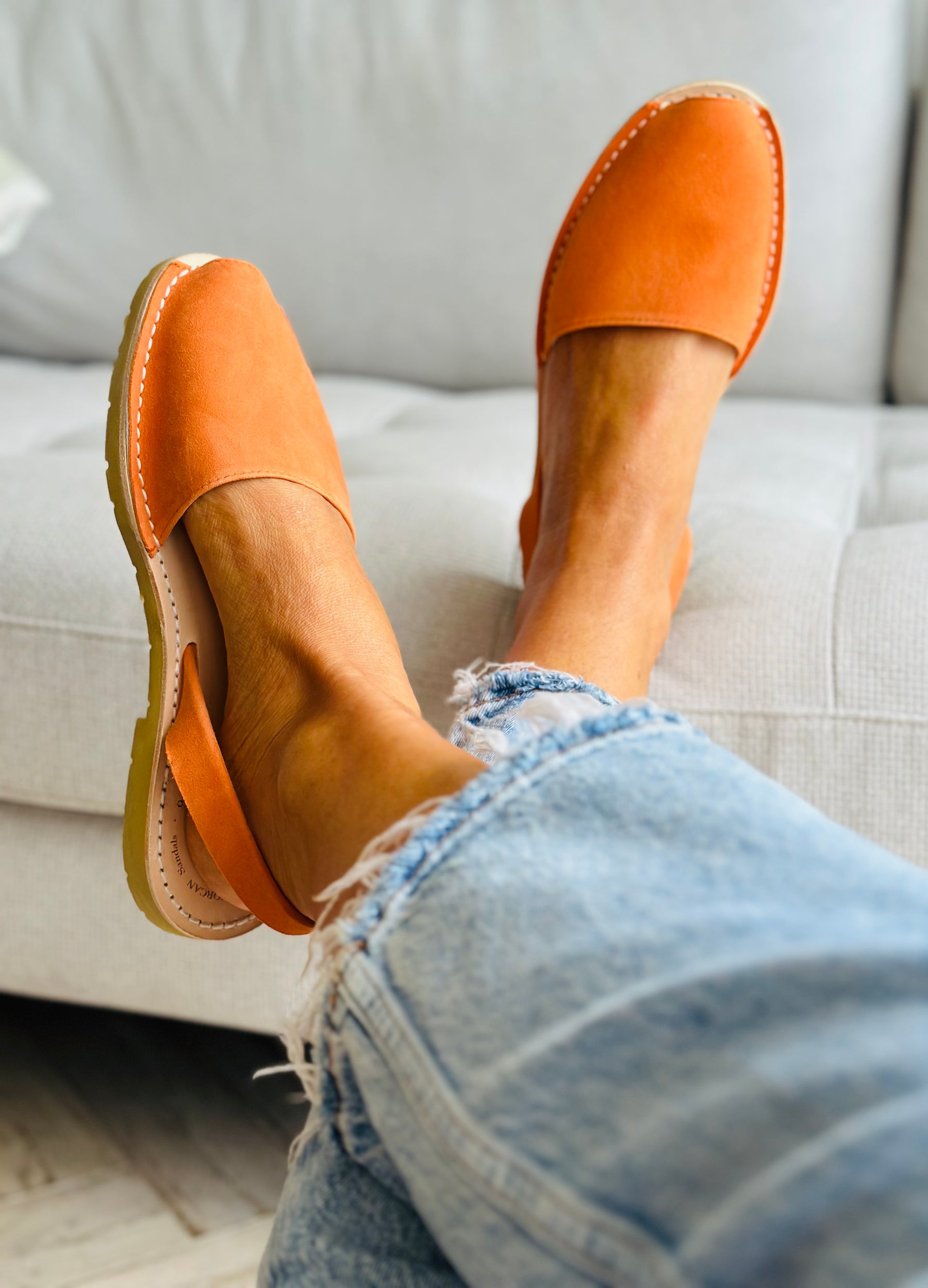 Mandarin Orange Suede Avarcas