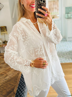 Longline Embroidered Shirt
