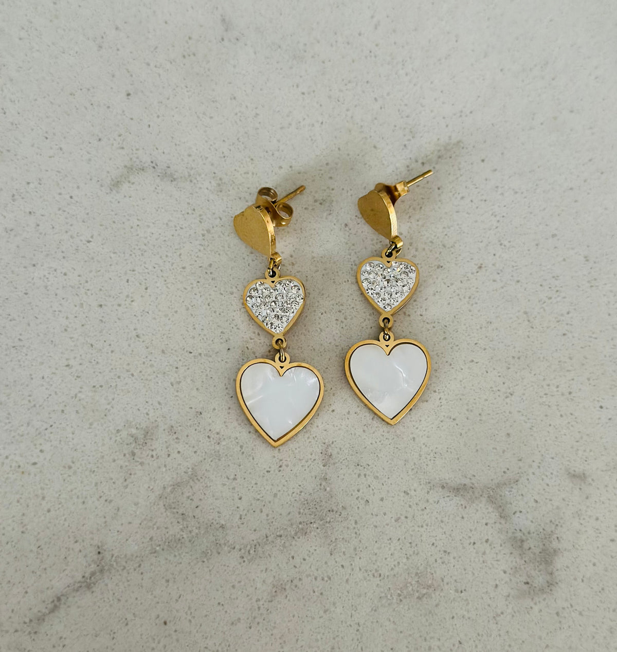 Diamante Heart Drop Earrings