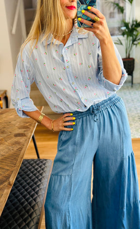 Pinstripe floral Shirt