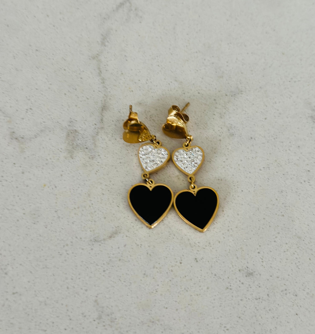 Diamante Heart Drop Earrings