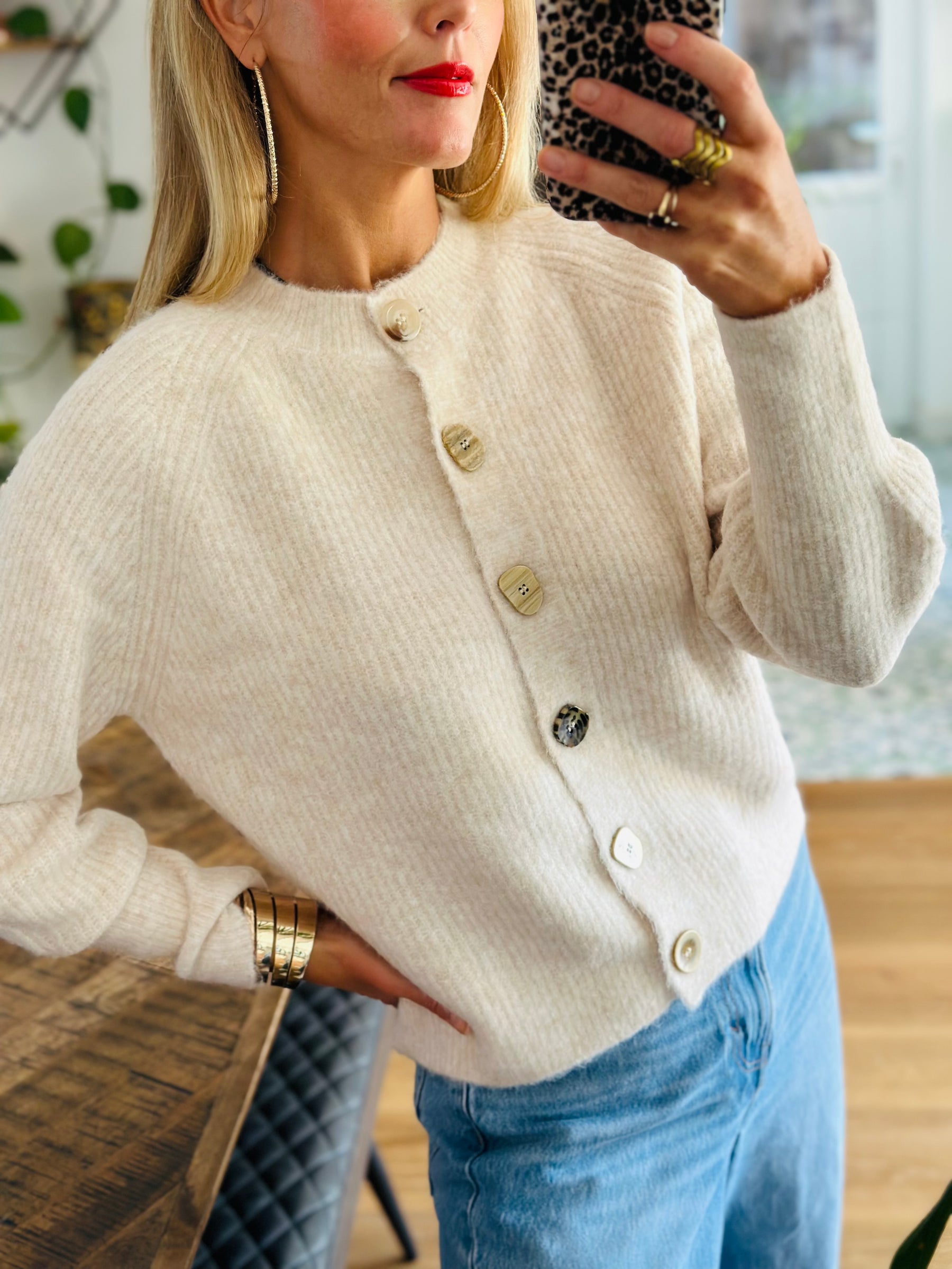 Oatmeal Knitted Cardigan