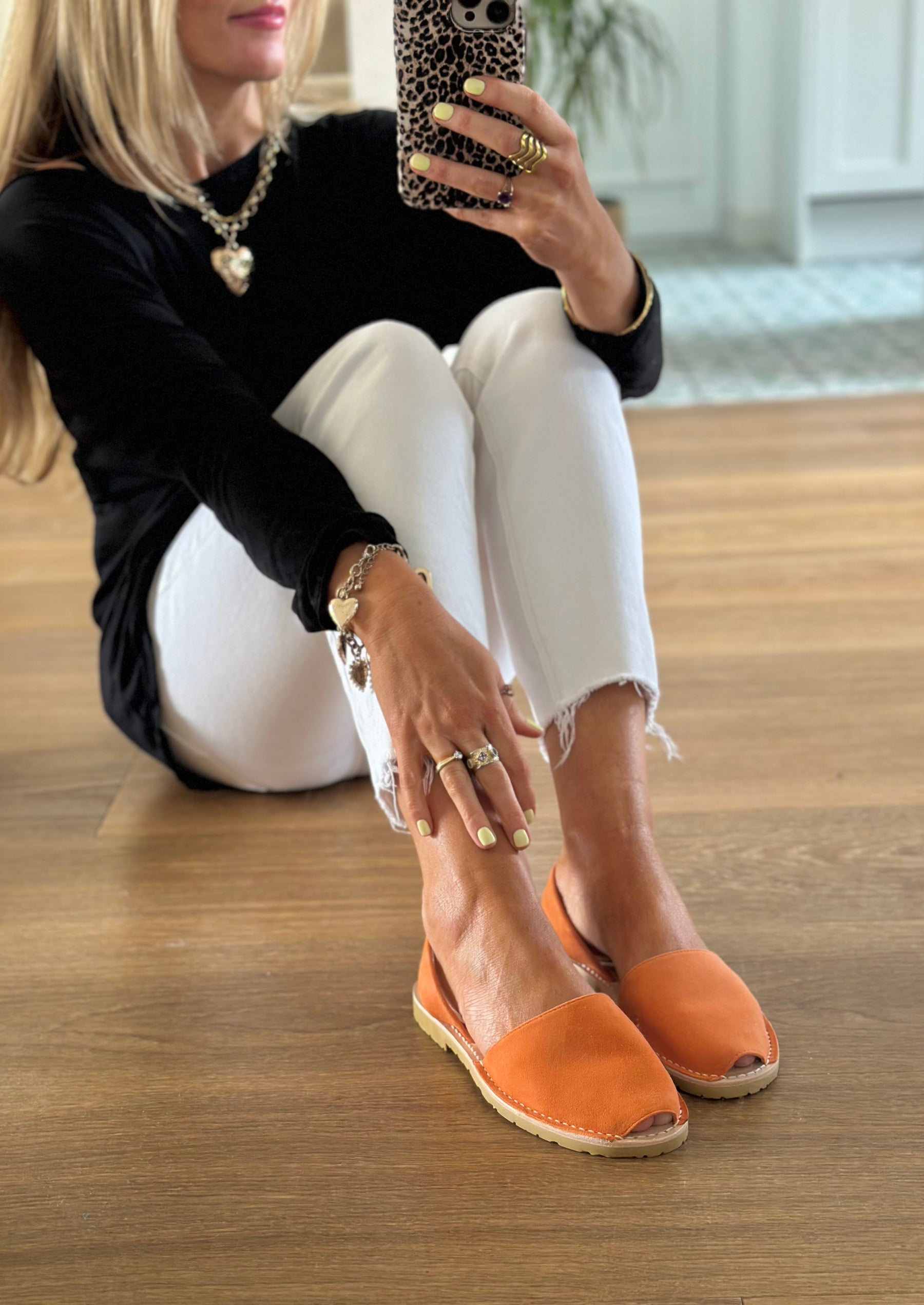 Mandarin Orange Suede Avarcas