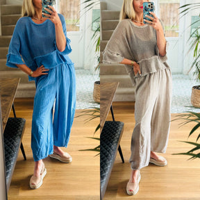 Linen Barrel Leg Trousers